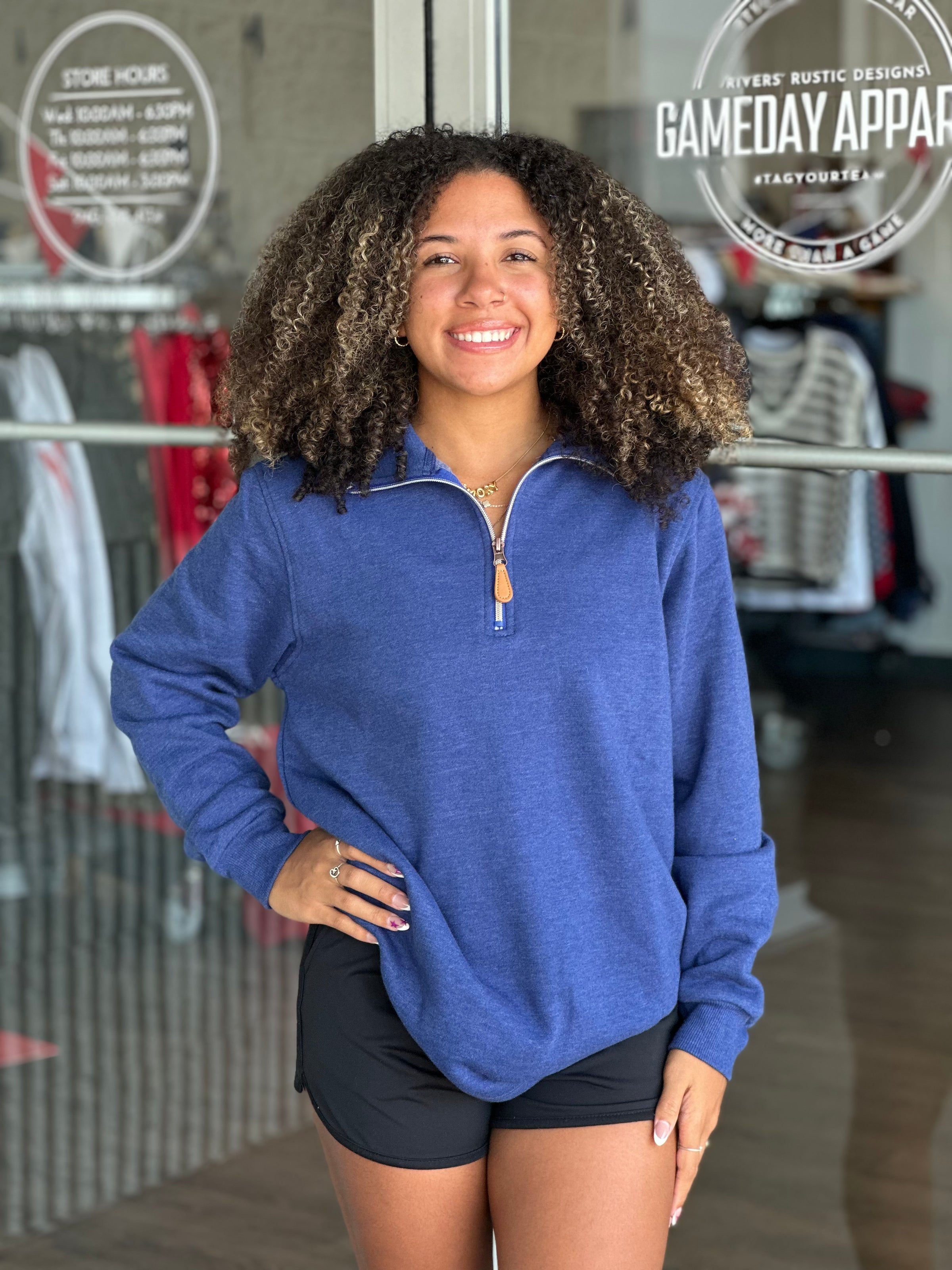 Blue Miley Quarter Zip Pullover