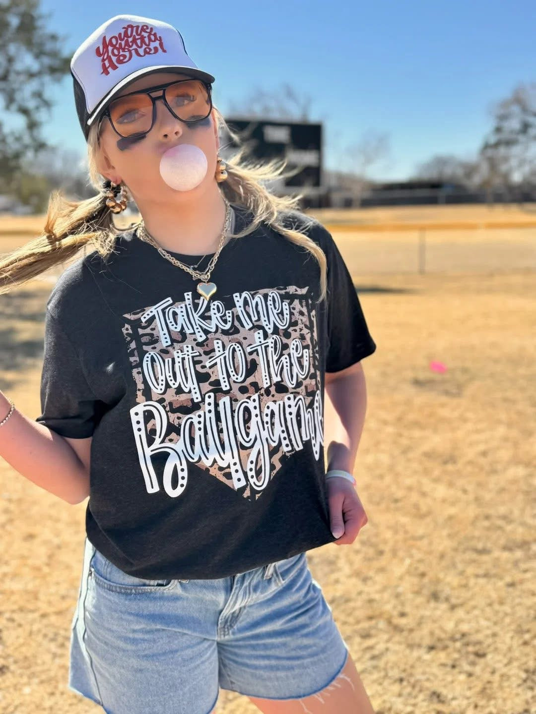 Black Take Me Out to the Ballgame Tee