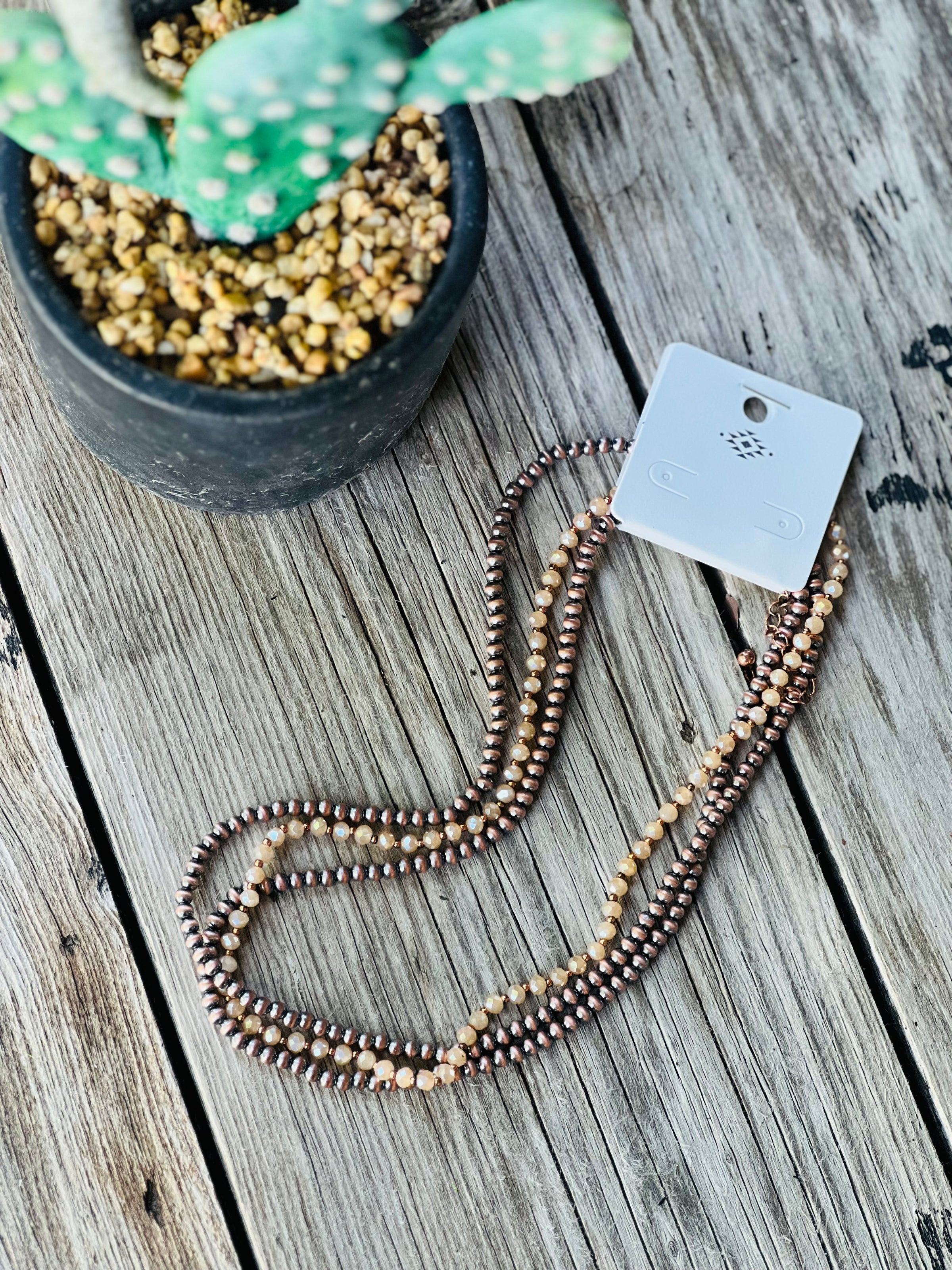 Triple Layer Copper Style Bead Bling Necklace