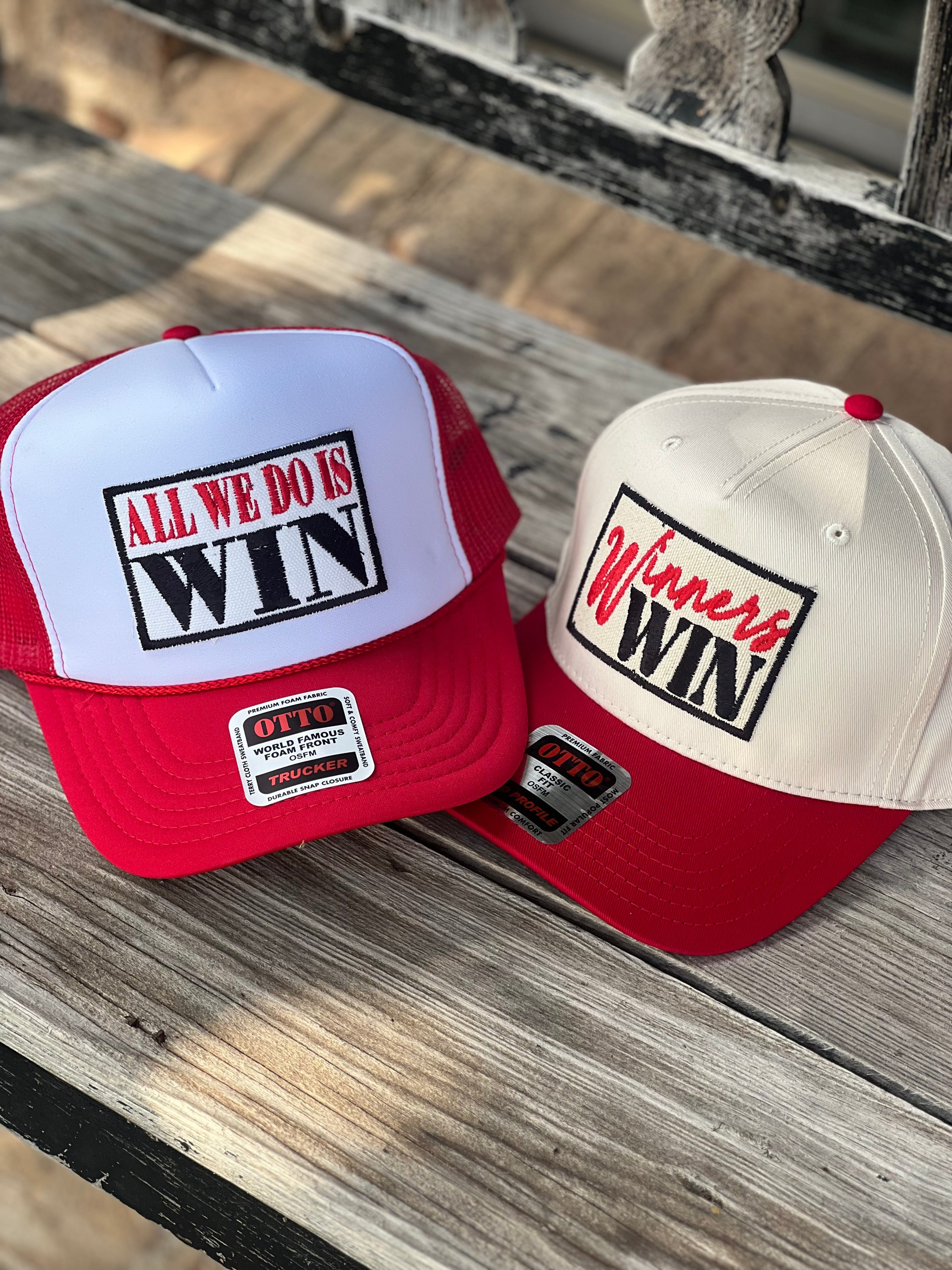 Red Winners Patch Hats