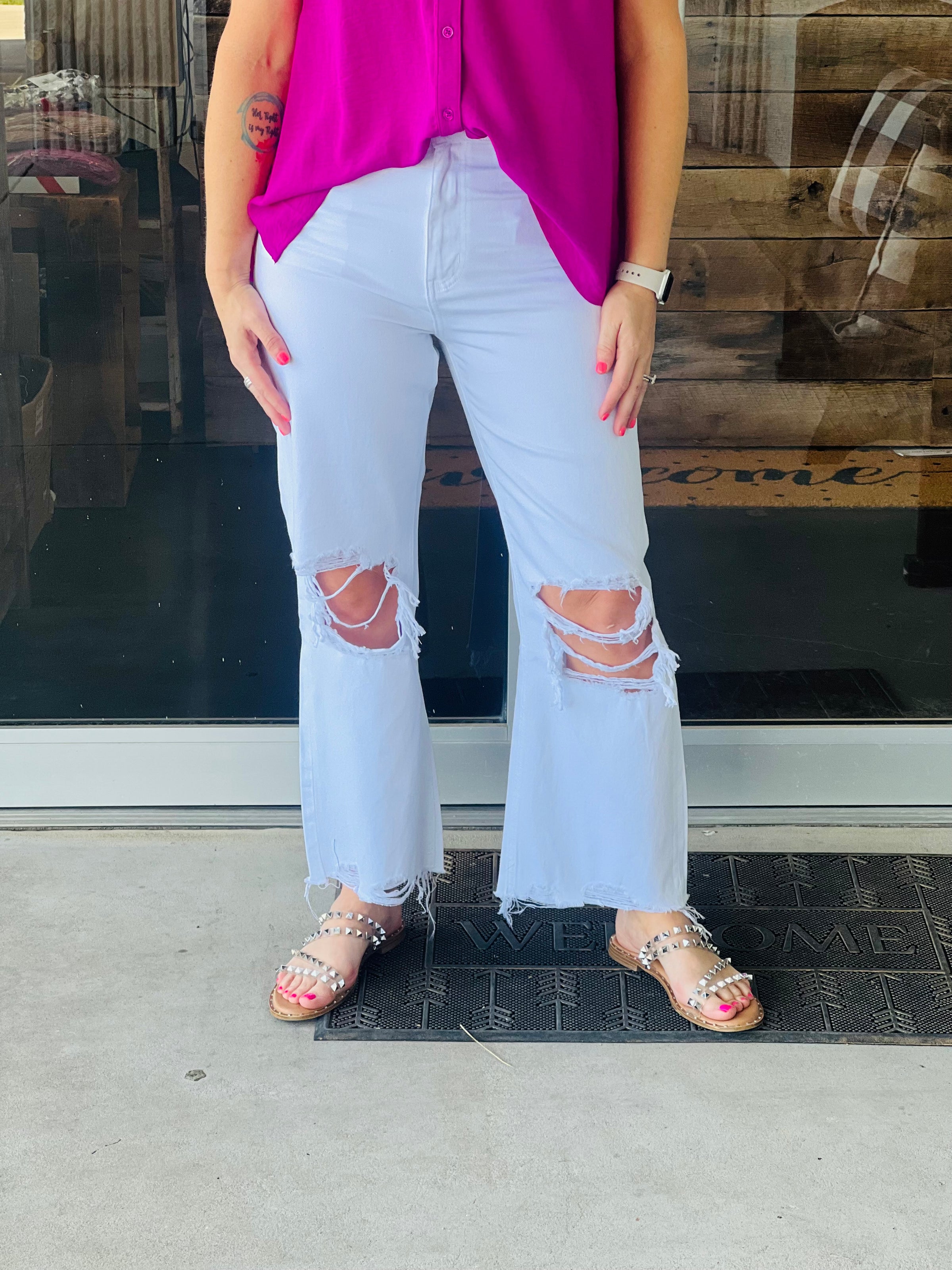 Vervet | Optic White 90’s Vintage Crop Flare Jeans