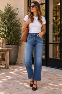 Risen | Emma Dark High Rise Straight Jeans
