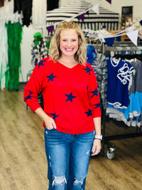 Red & Navy Sweater w/Stars