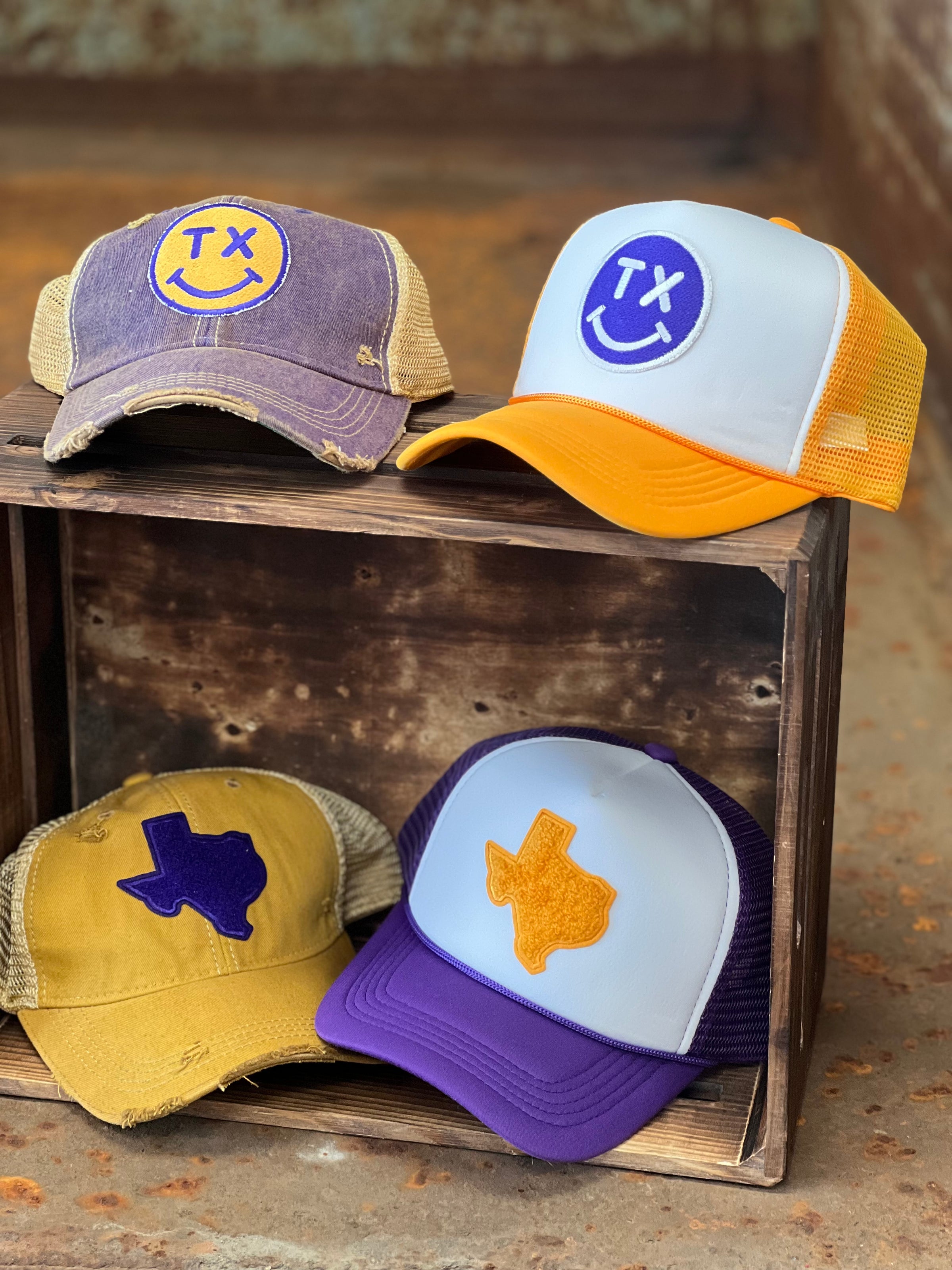 Purple & Gold Texas Spirit Patch Hats