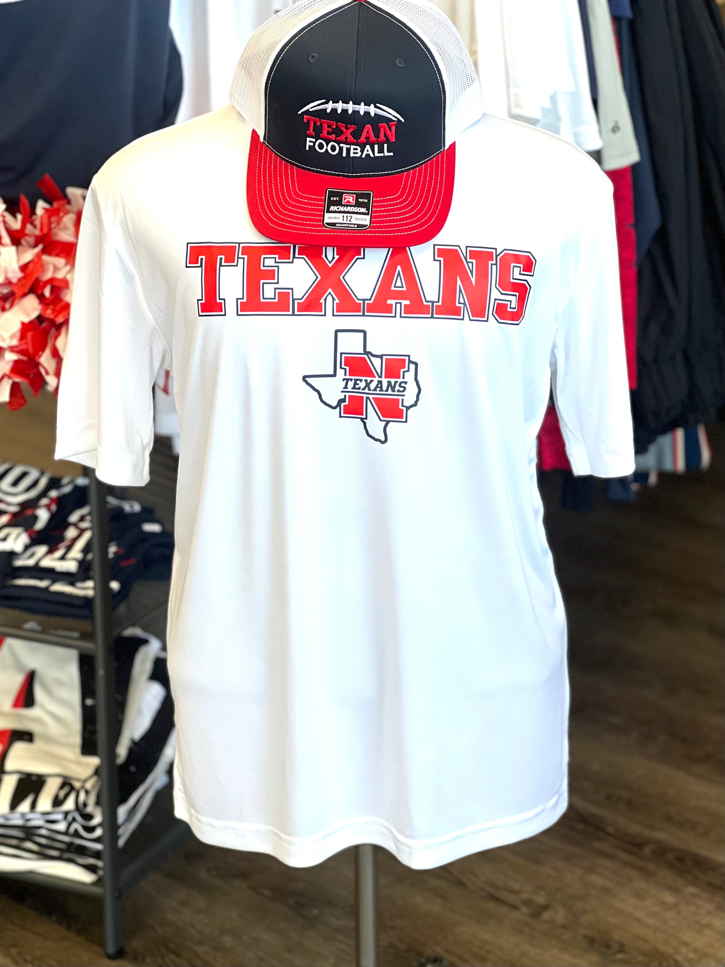 Texan Block Logo White DriFit Tee