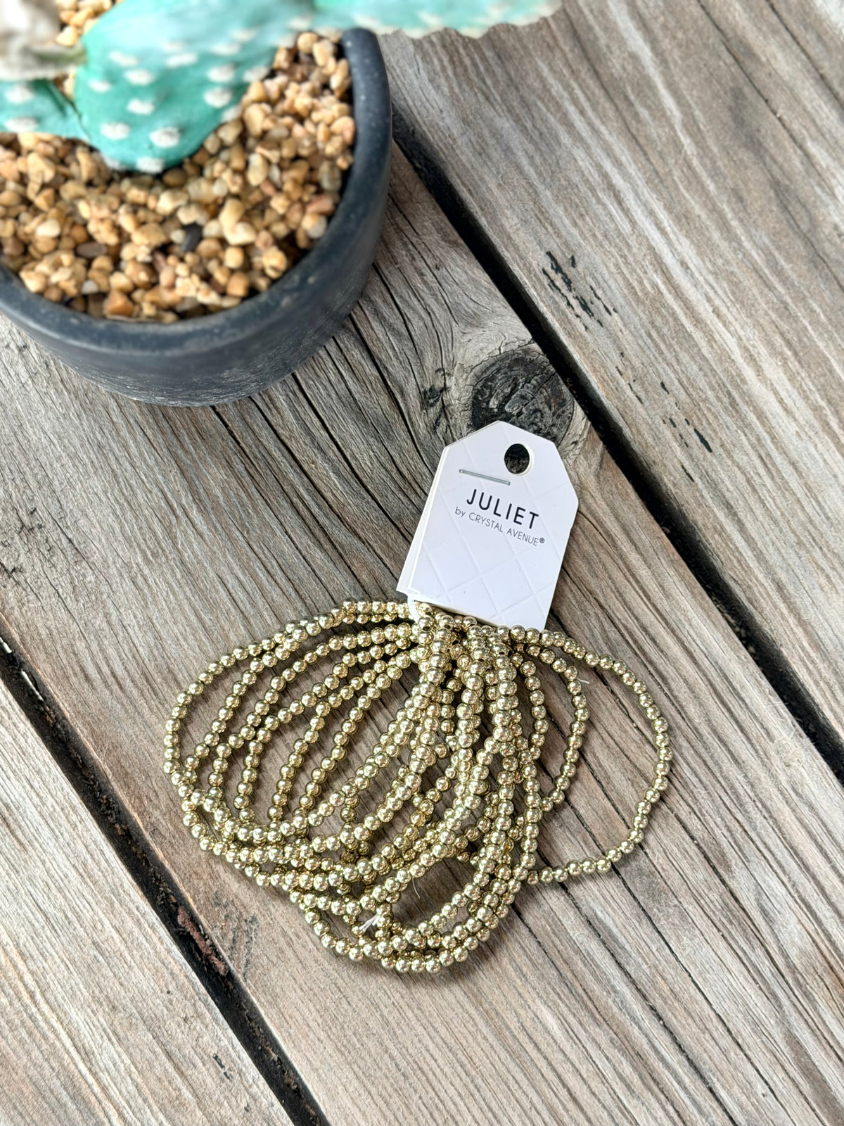 Gold Mini Bead Stacked Bracelet