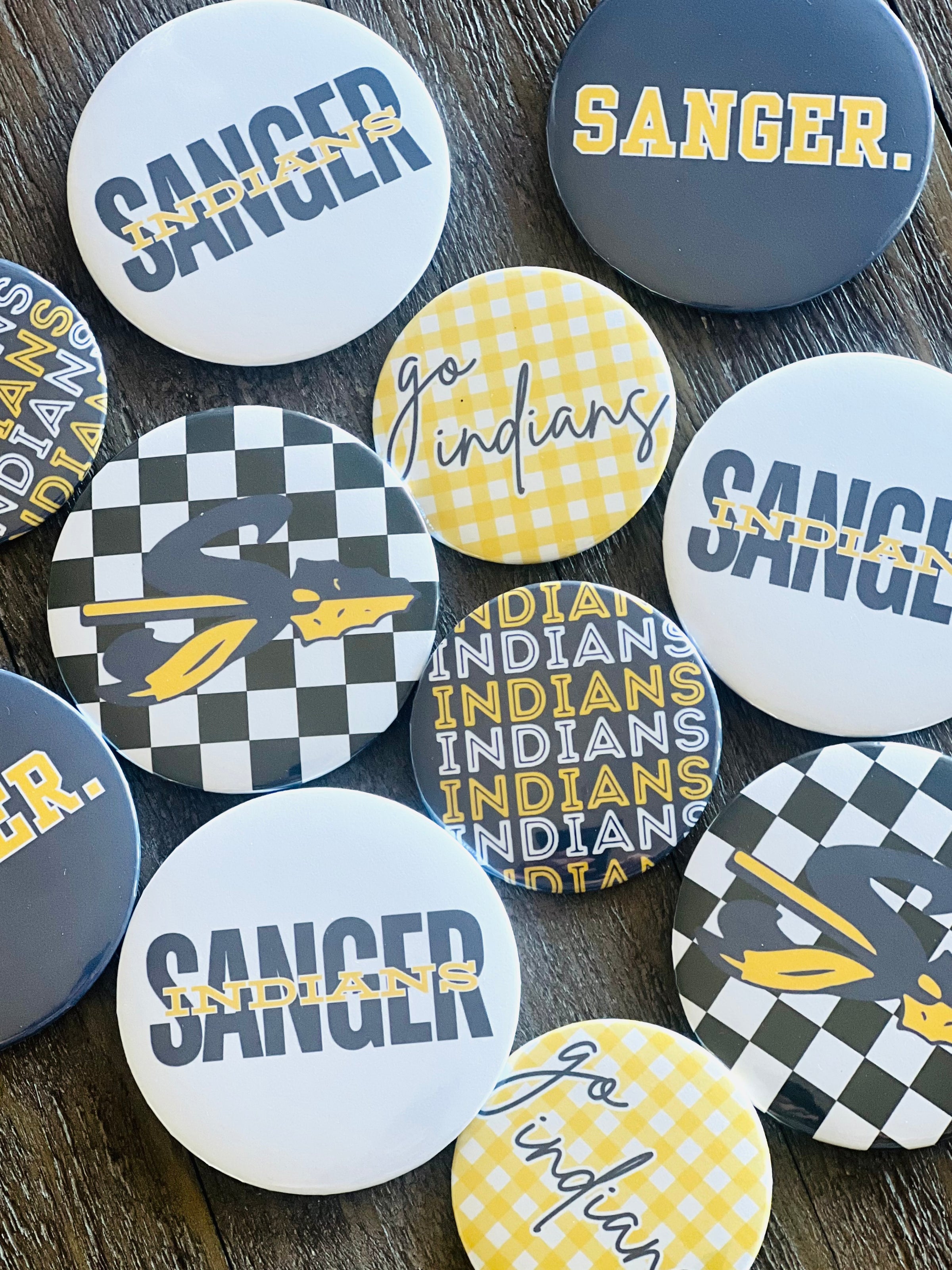 Sanger Indians Spirit Buttons