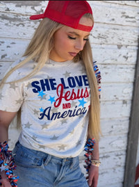 She Loves Jesus & America Too Star Tee