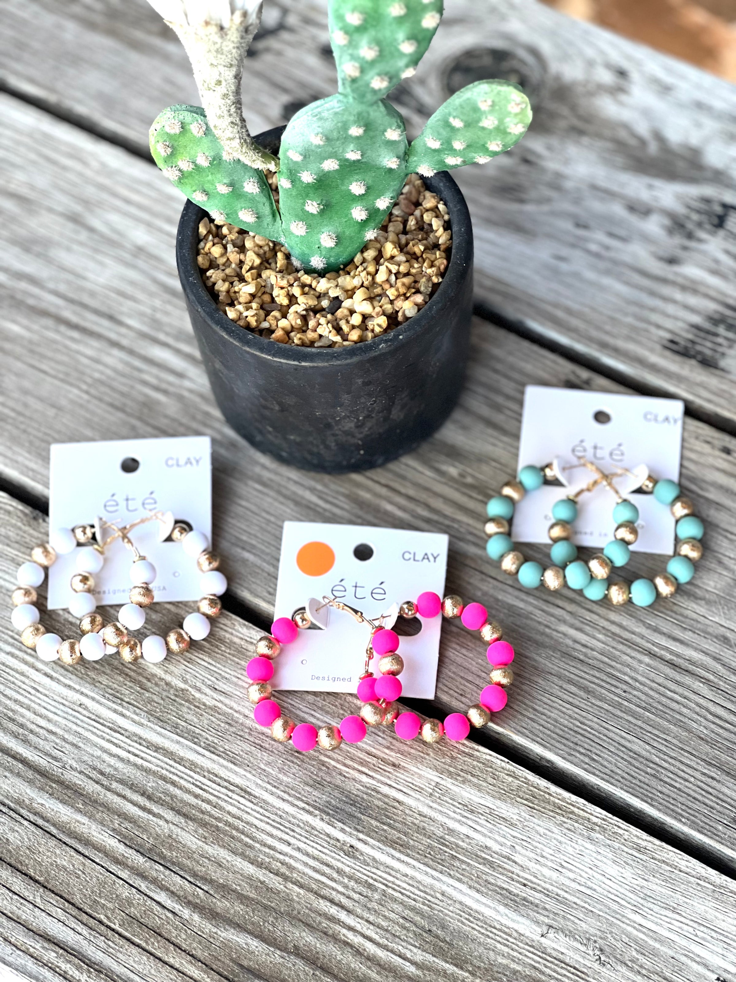 Ball Beaded Latch Hoop Earrings