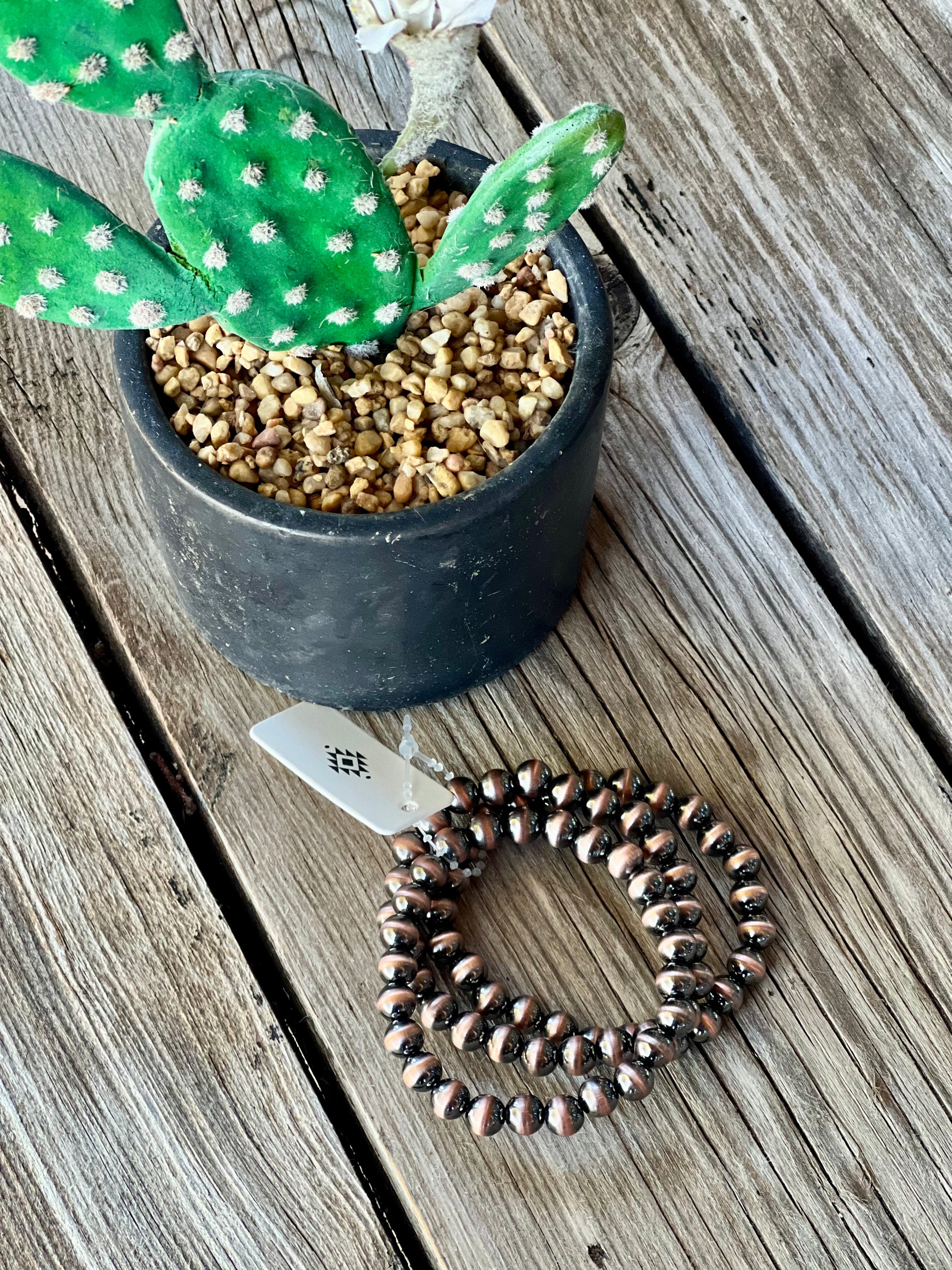 Bronzed Bead Bracelet Stack