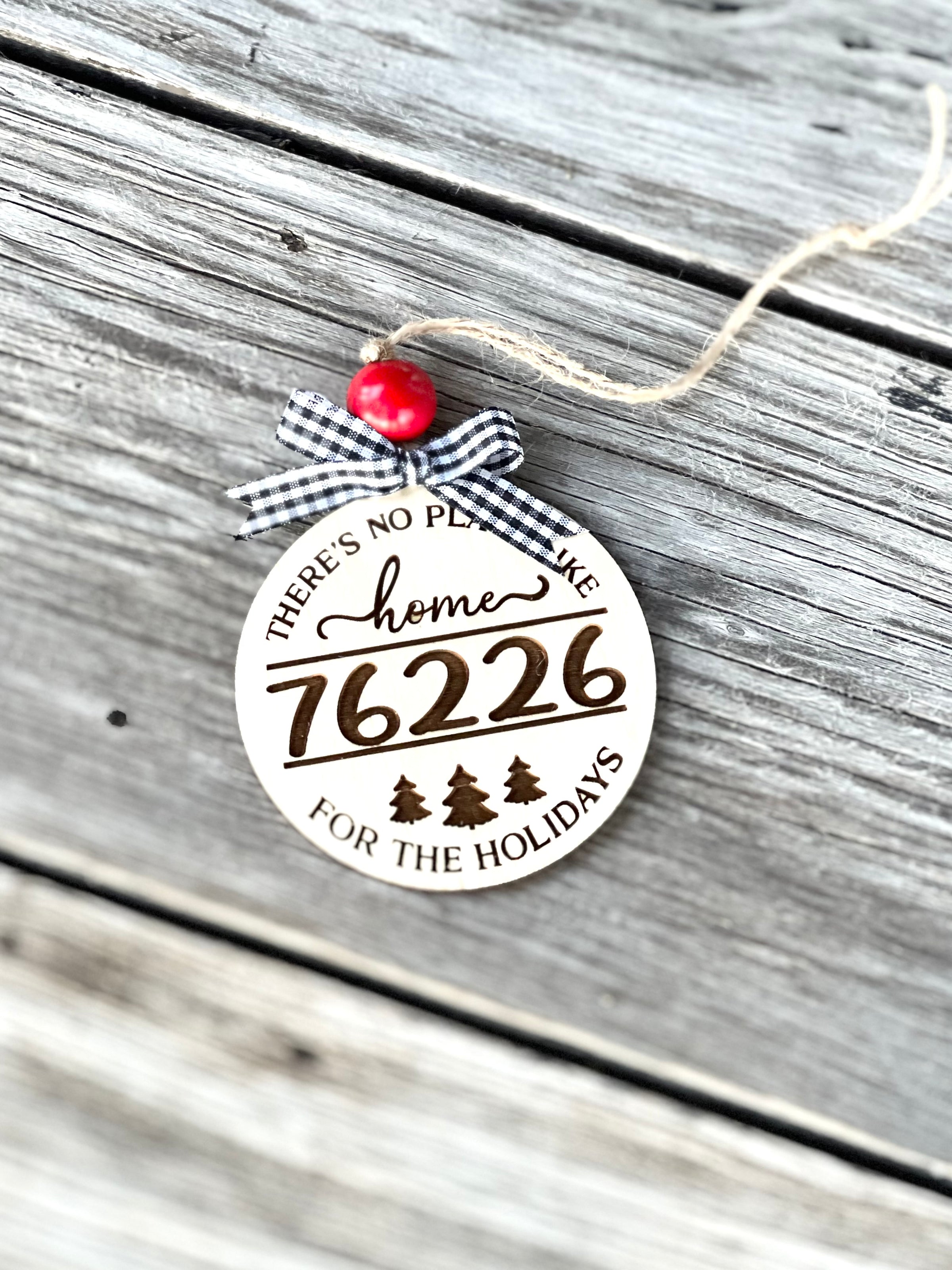 76226 Bow Tree Wood Ornament