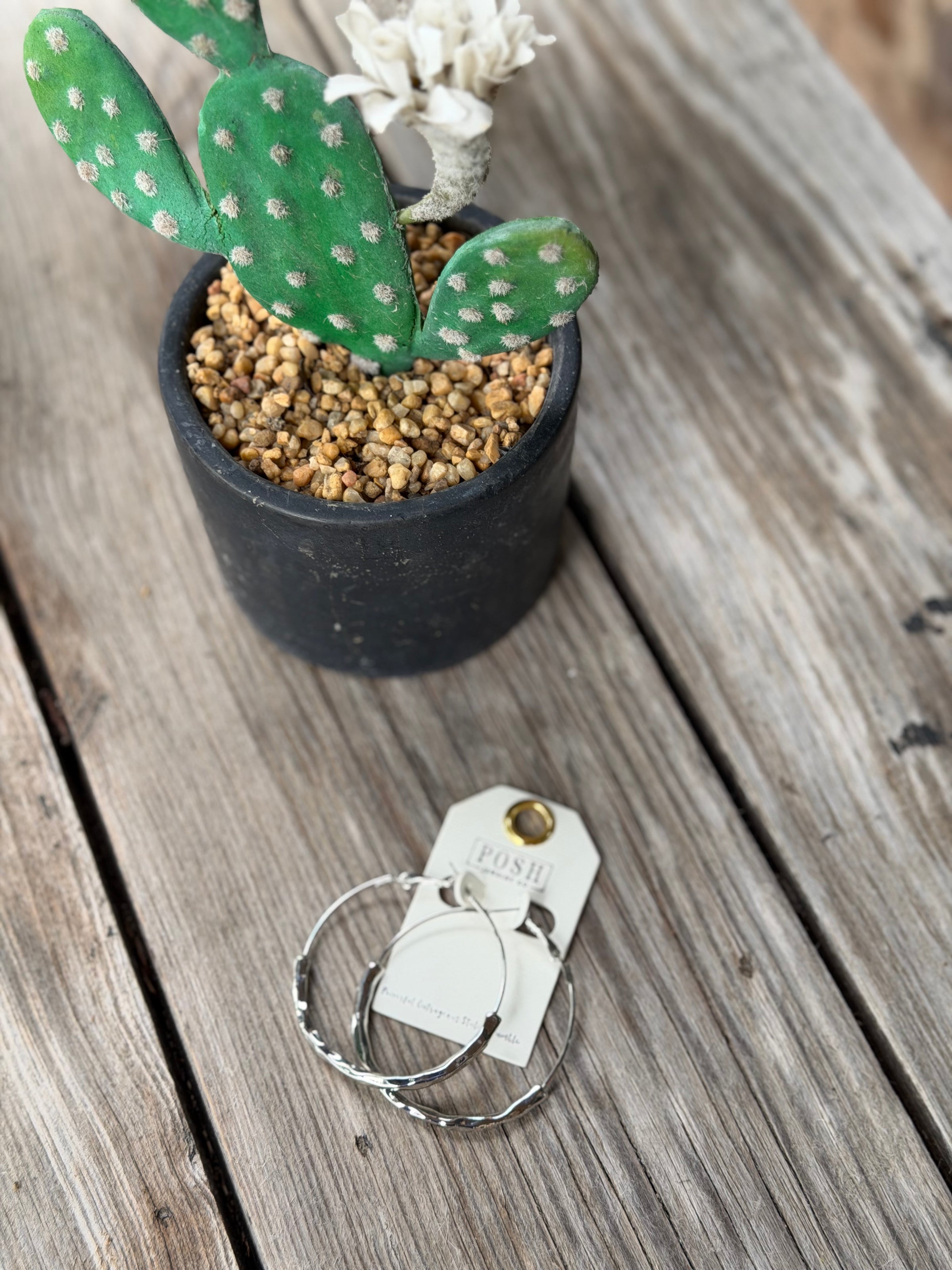 Silver Hammered Hoop Earrings