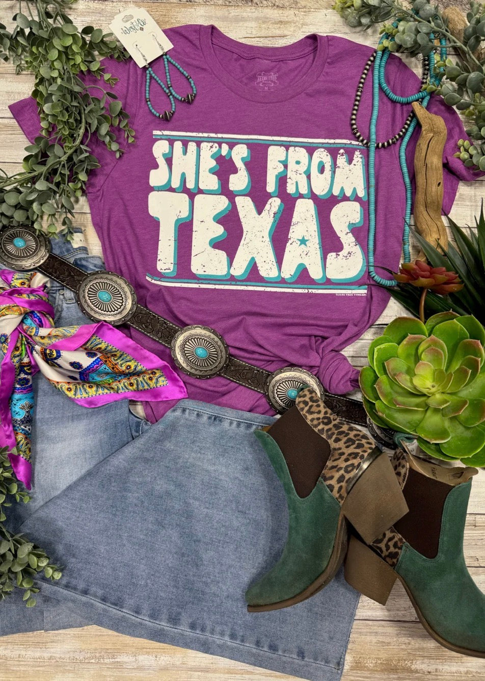 She’s From Texas Magenta Tee