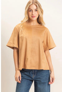Camel Suede Swing Top