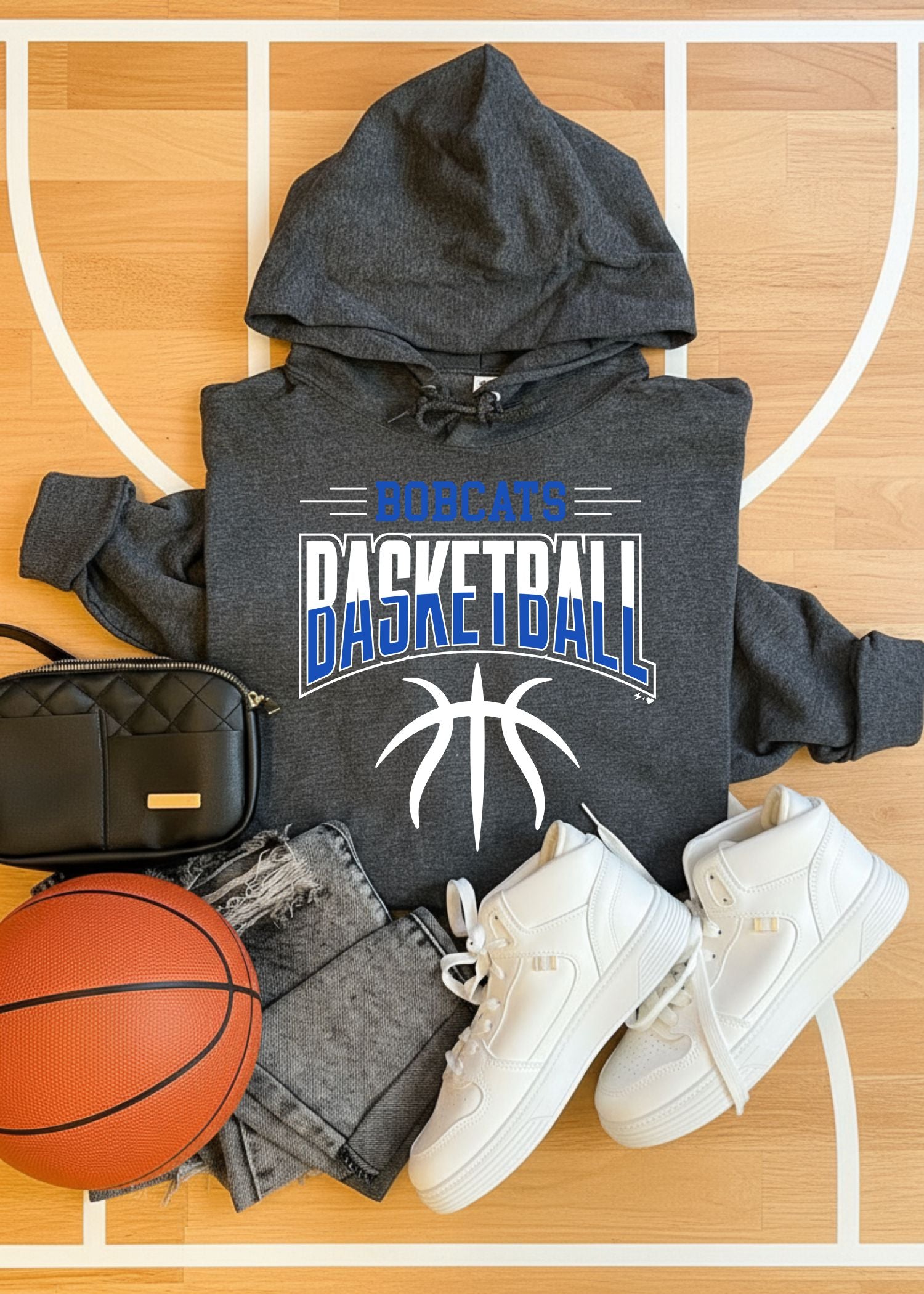 Bobcats Basketball Split Design Hoodie