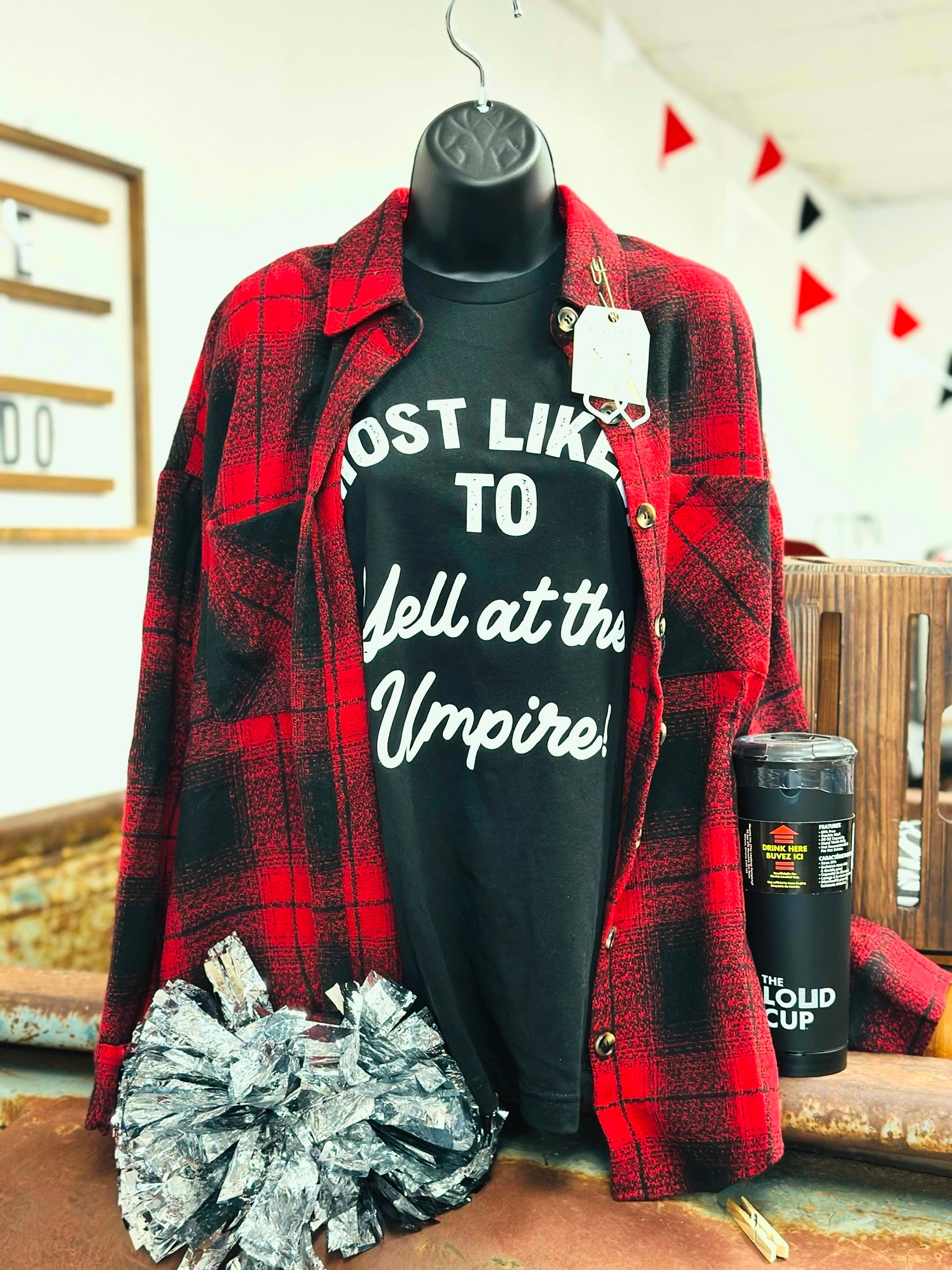 Allie Red & Black Plaid Top