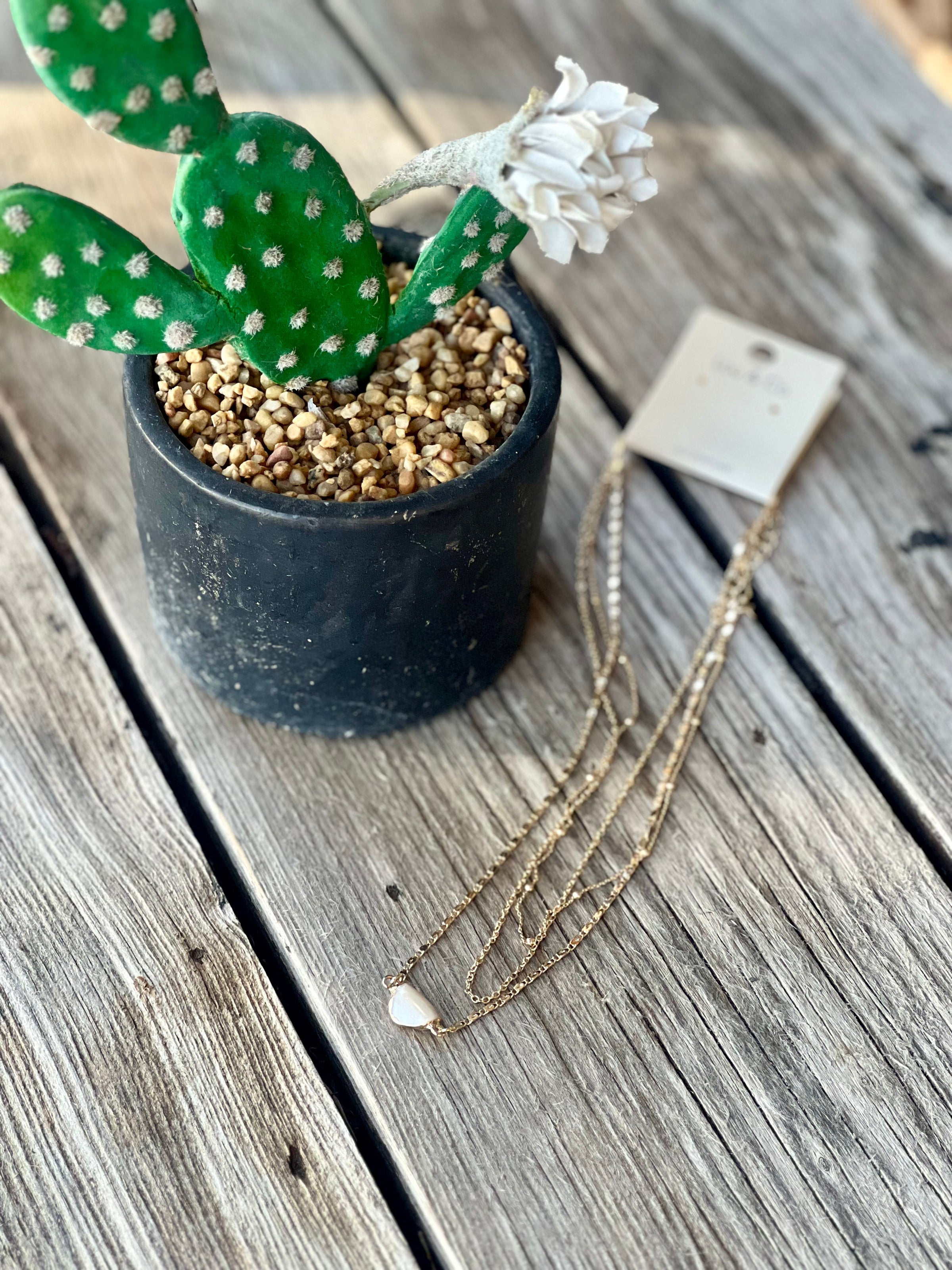 Three Layer Necklace w/Mother of Pearl Pendant