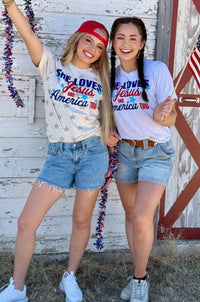 She Loves Jesus & America Too Star Tee