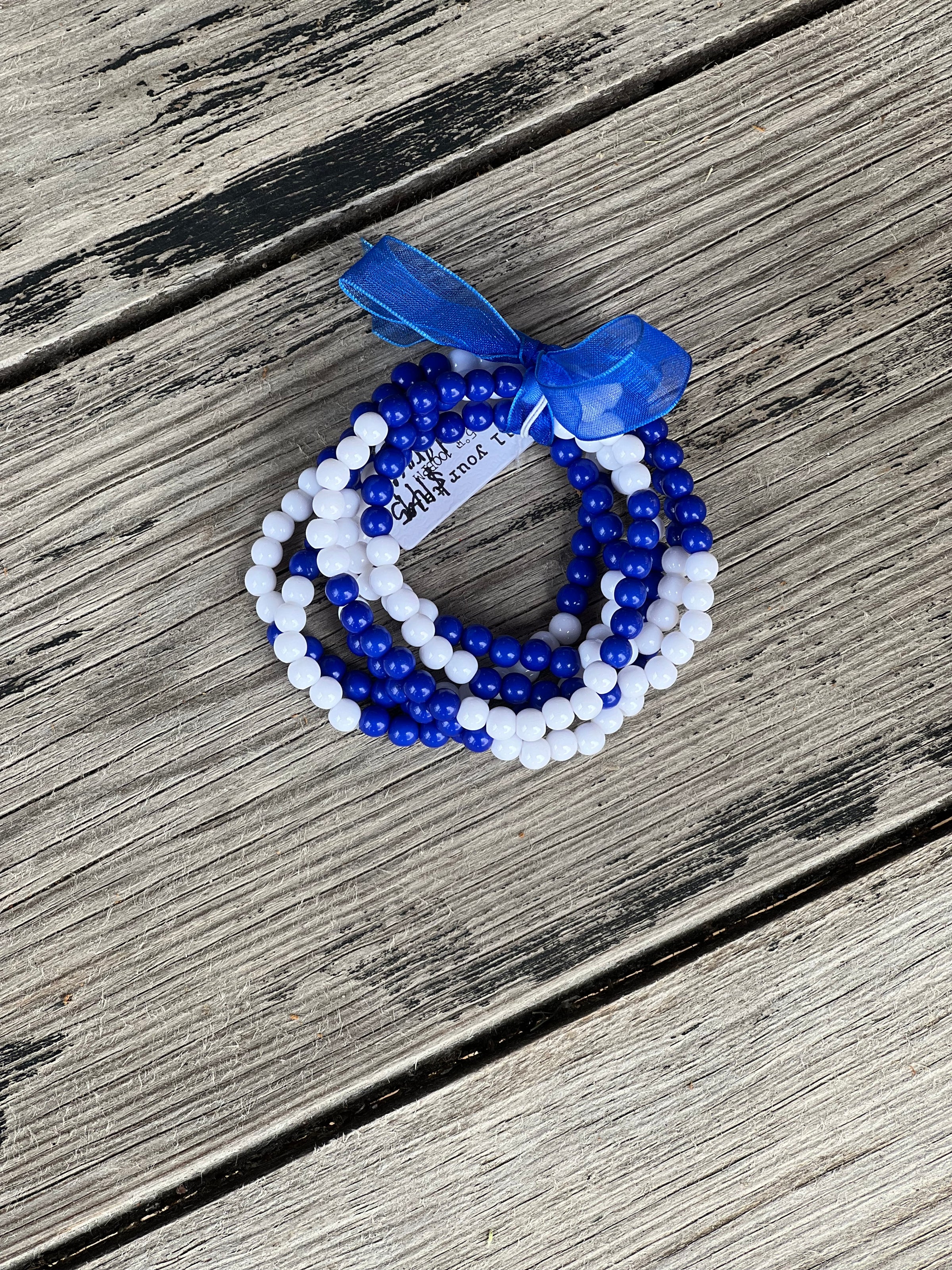 Blue & White Spirit Bead Bracelet