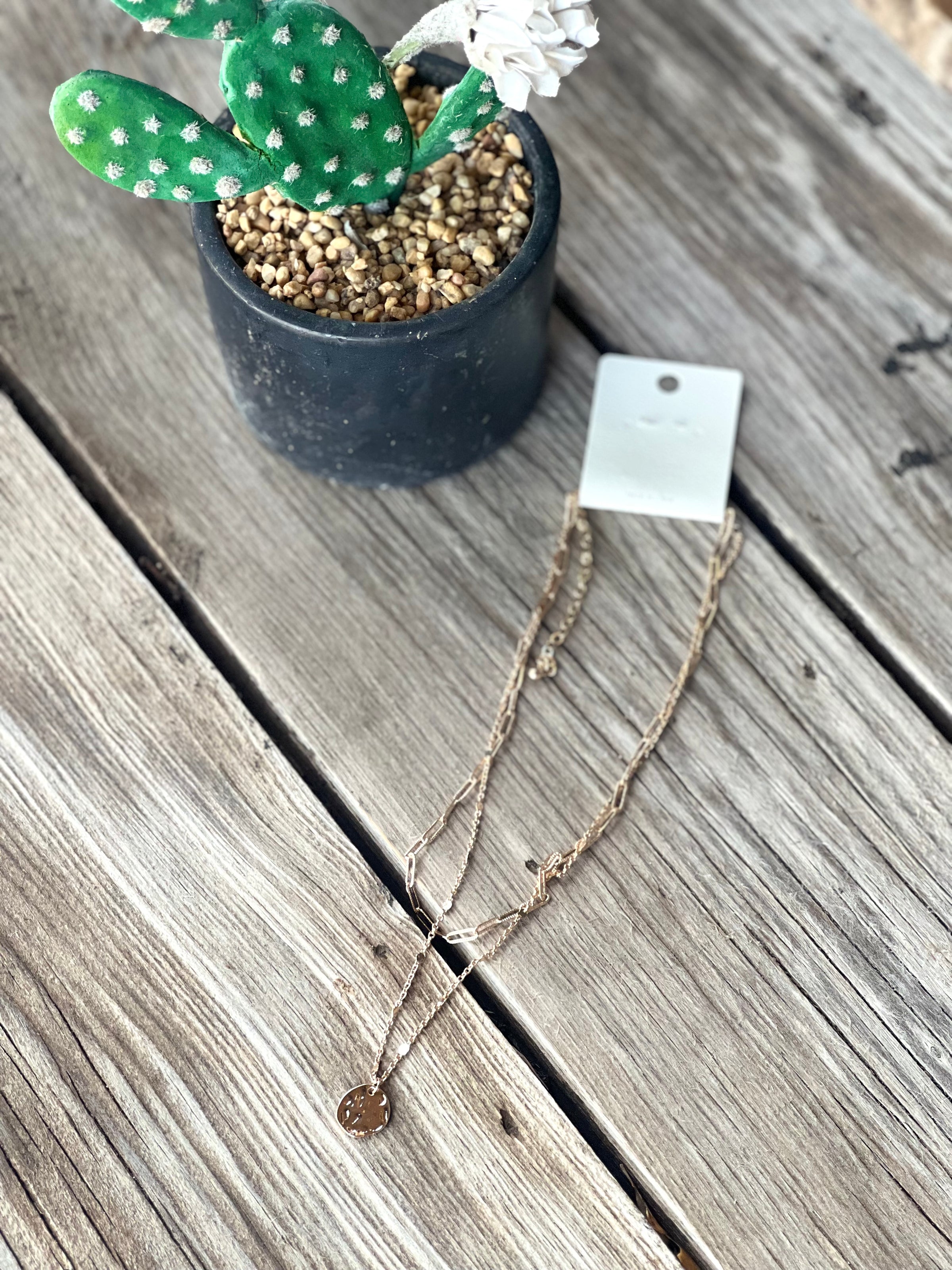 Two Layer Necklace w/Hammered Circle