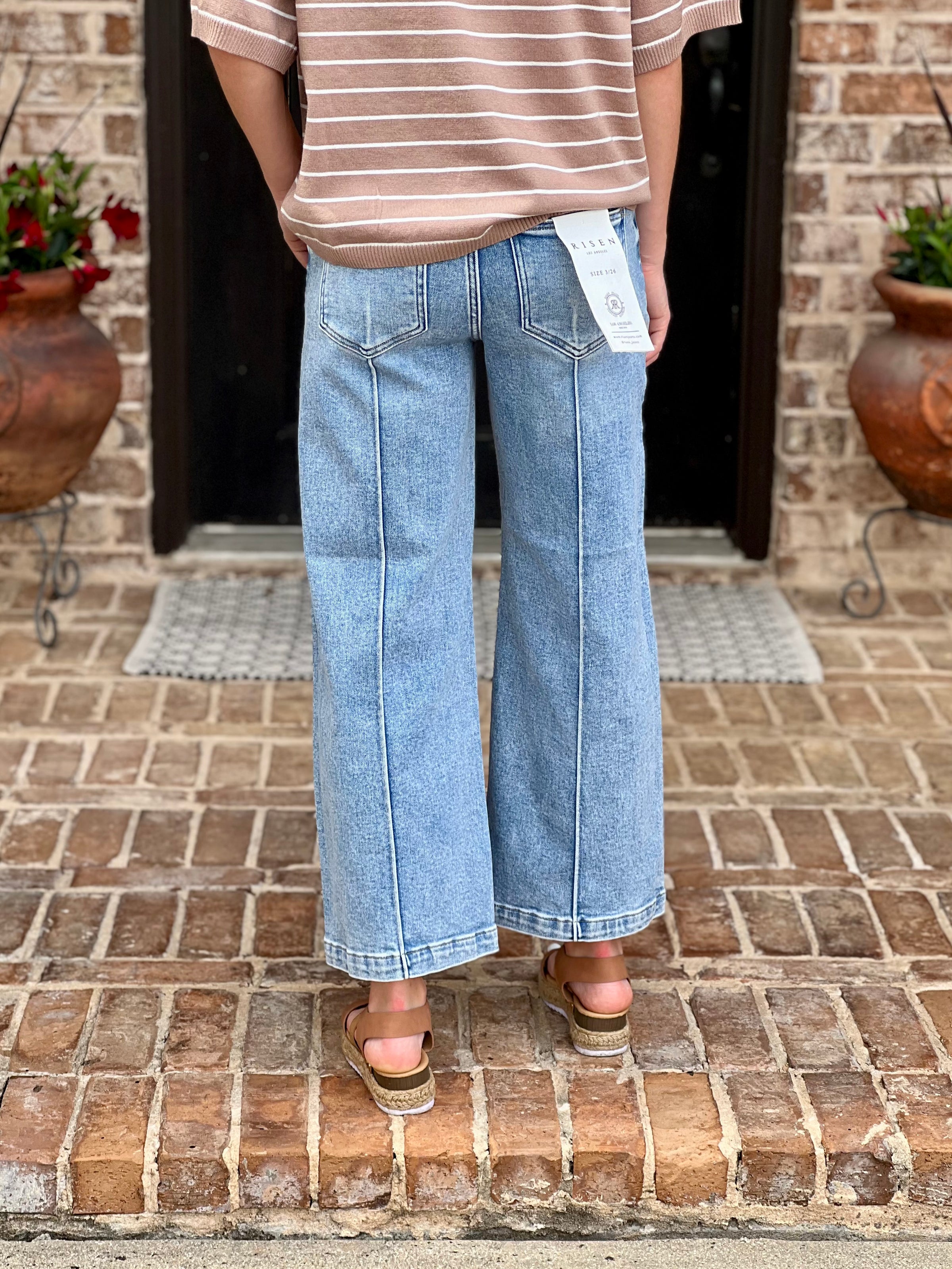 Risen | Mid Rise Crop Pintuck Jeans
