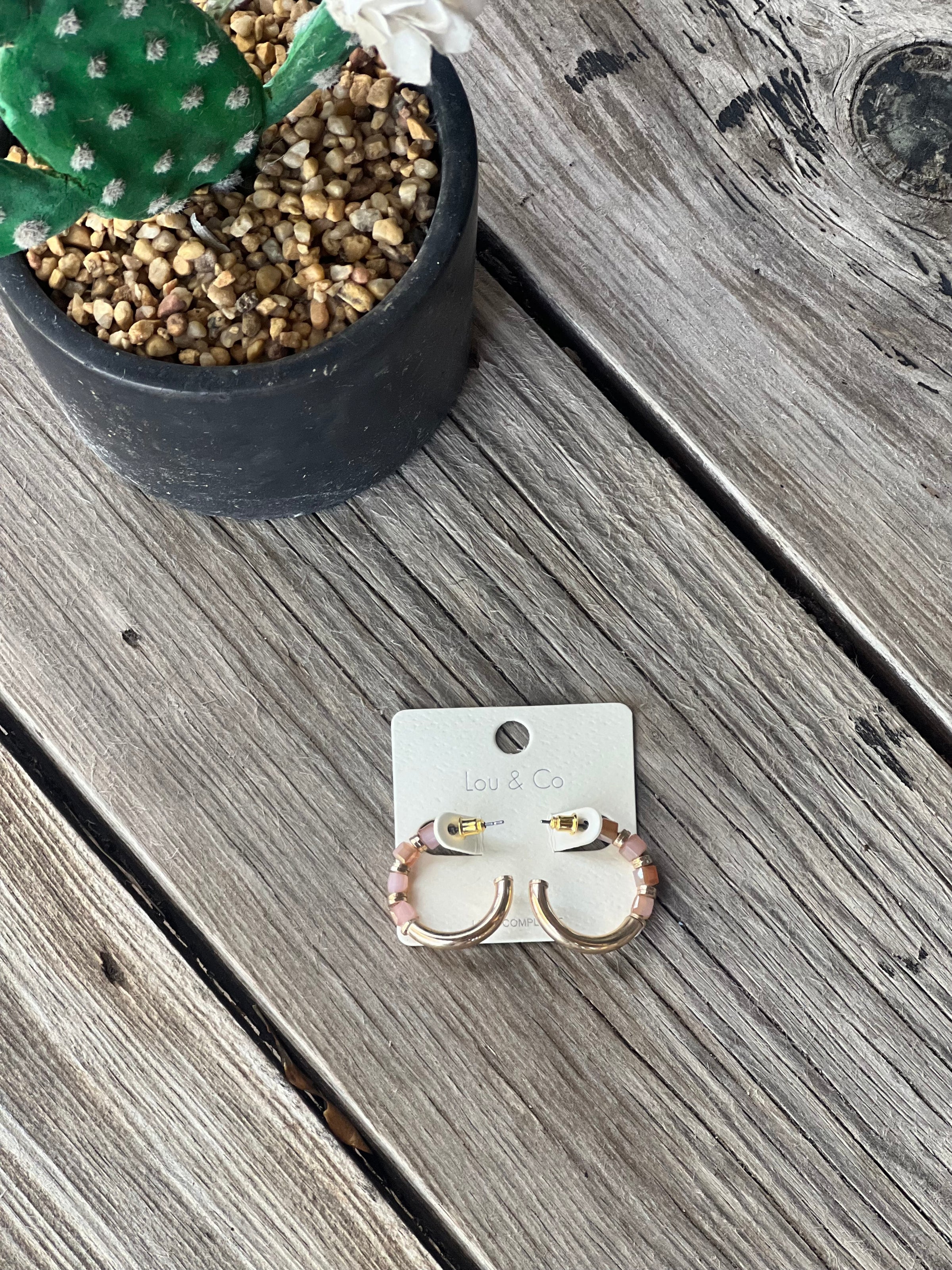 Half Beaded Hoop Earrings