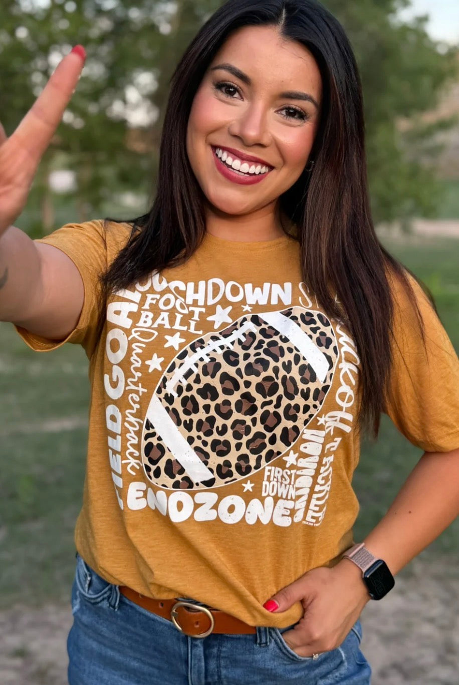 PREORDER | Gold Leopard Football w/Scattered Words Tee
