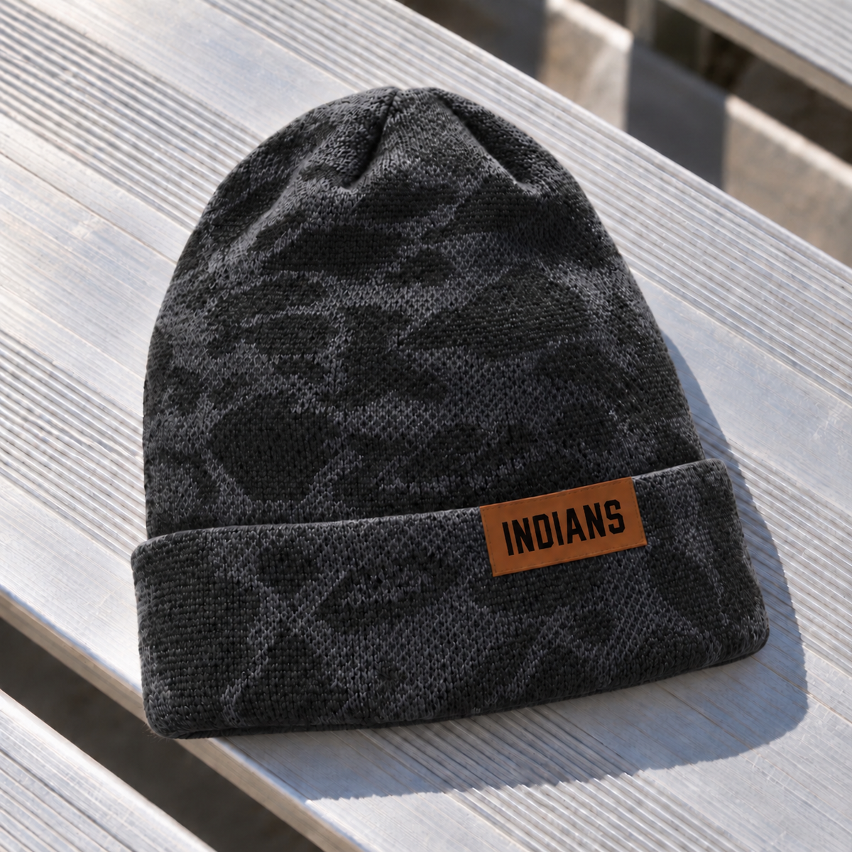 PREORDER | Indians Leather Patch Dark Camo Beanie