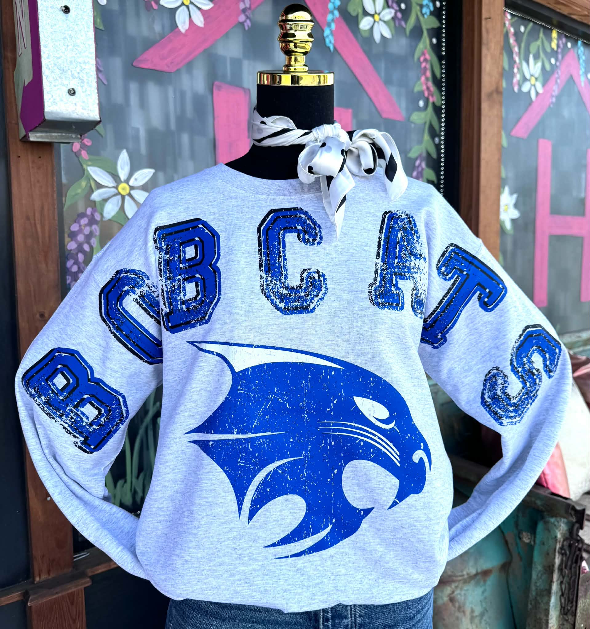 Byron Bobcats Distressed Crossbody Sweatshirt