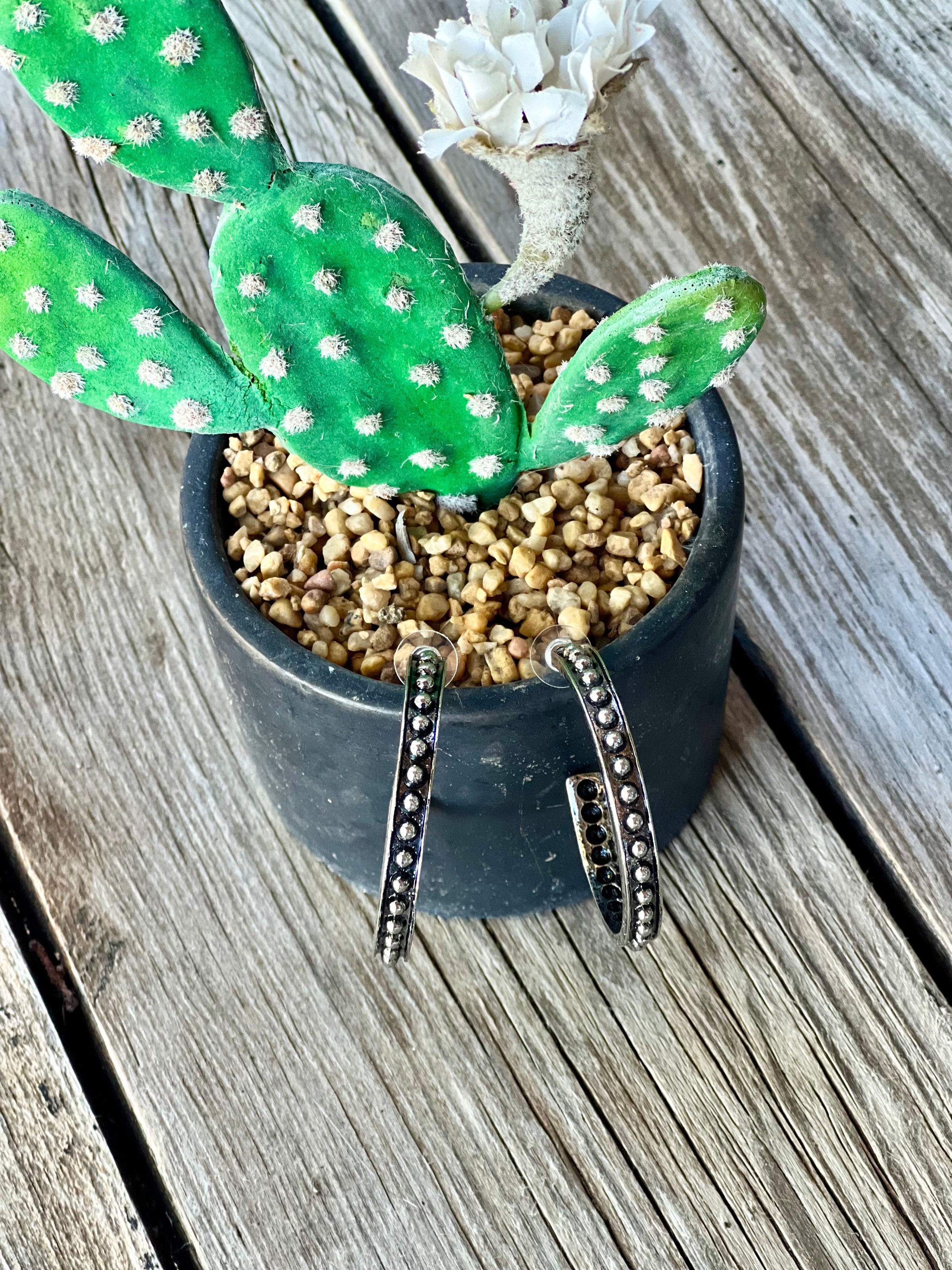 Ridged Knotted Silver Hoop Earrings