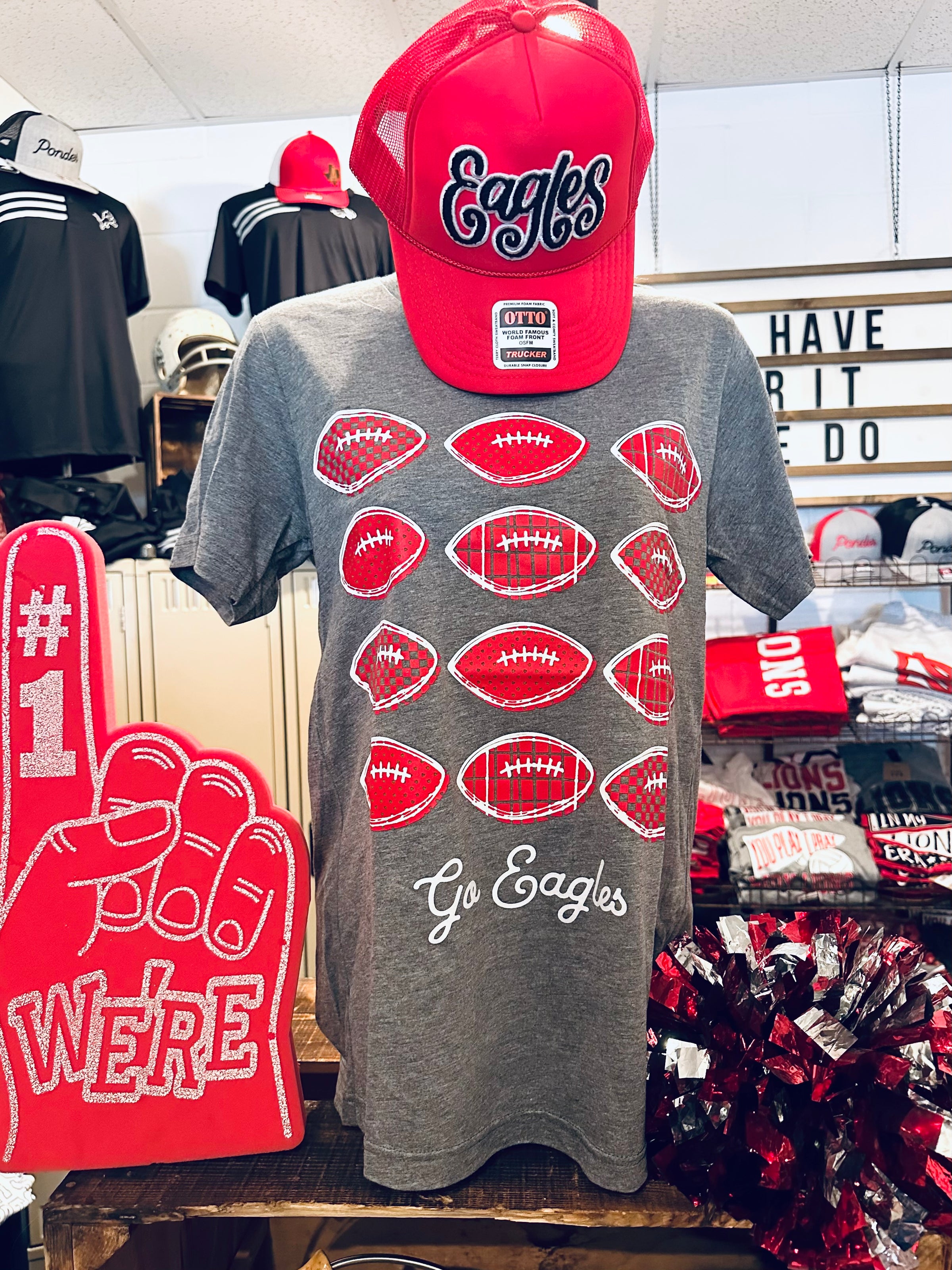 Go Eagles Stacked Football Tee