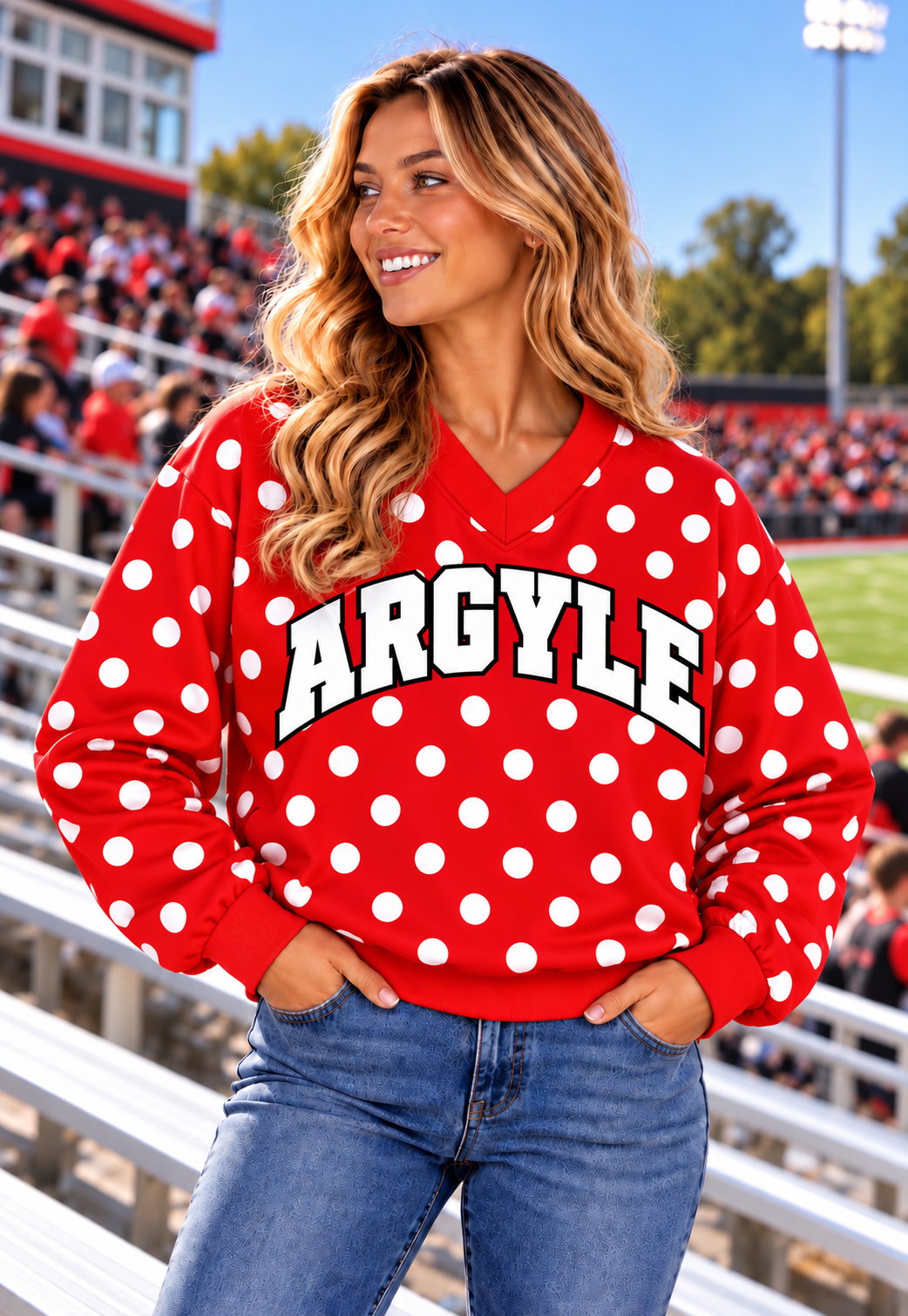 PREORDER | Argyle Red Polka Lined Windbreaker Pullover