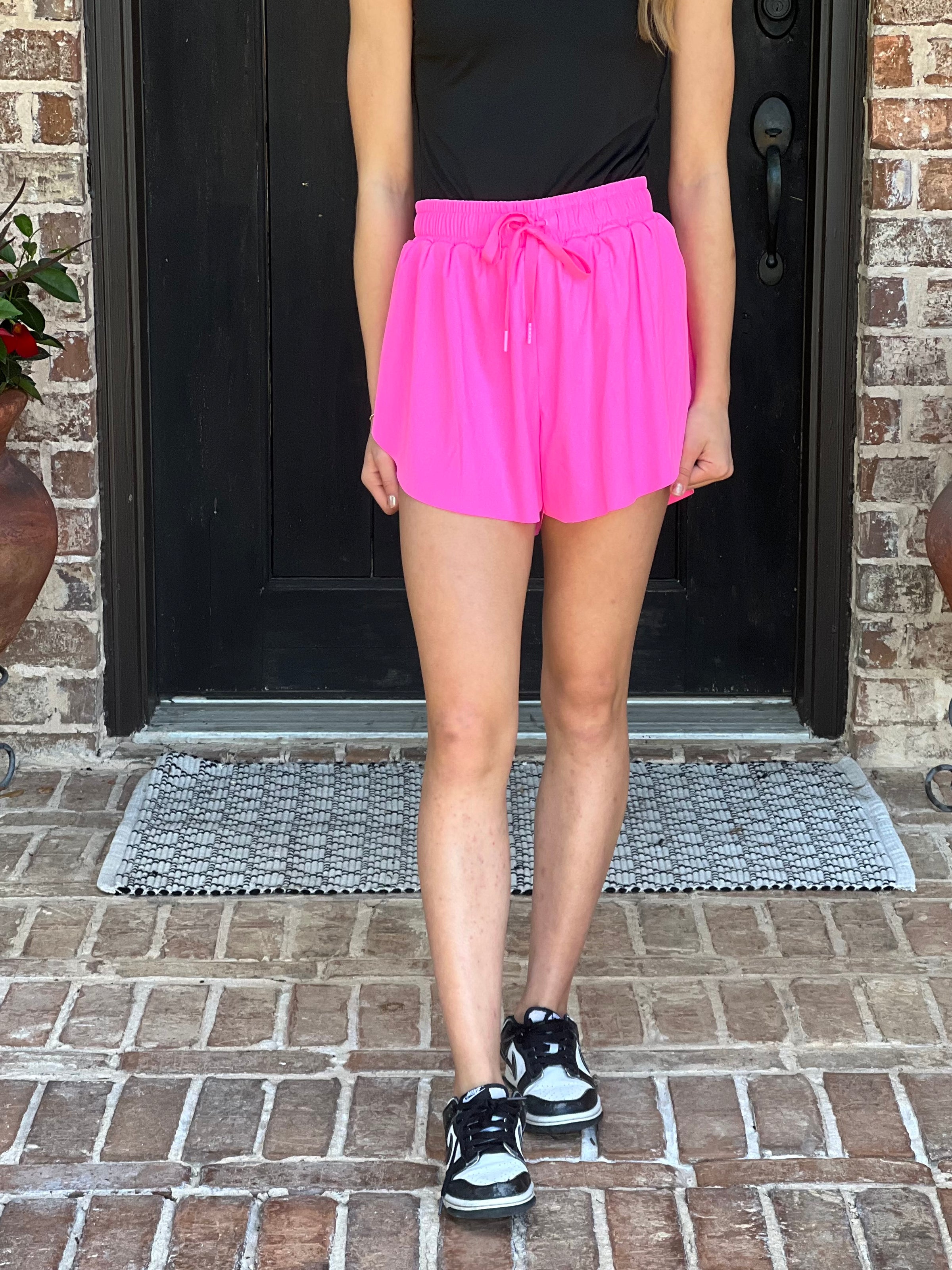 Pink Side Overlap Activewear Shorts w/ Shorts Lining