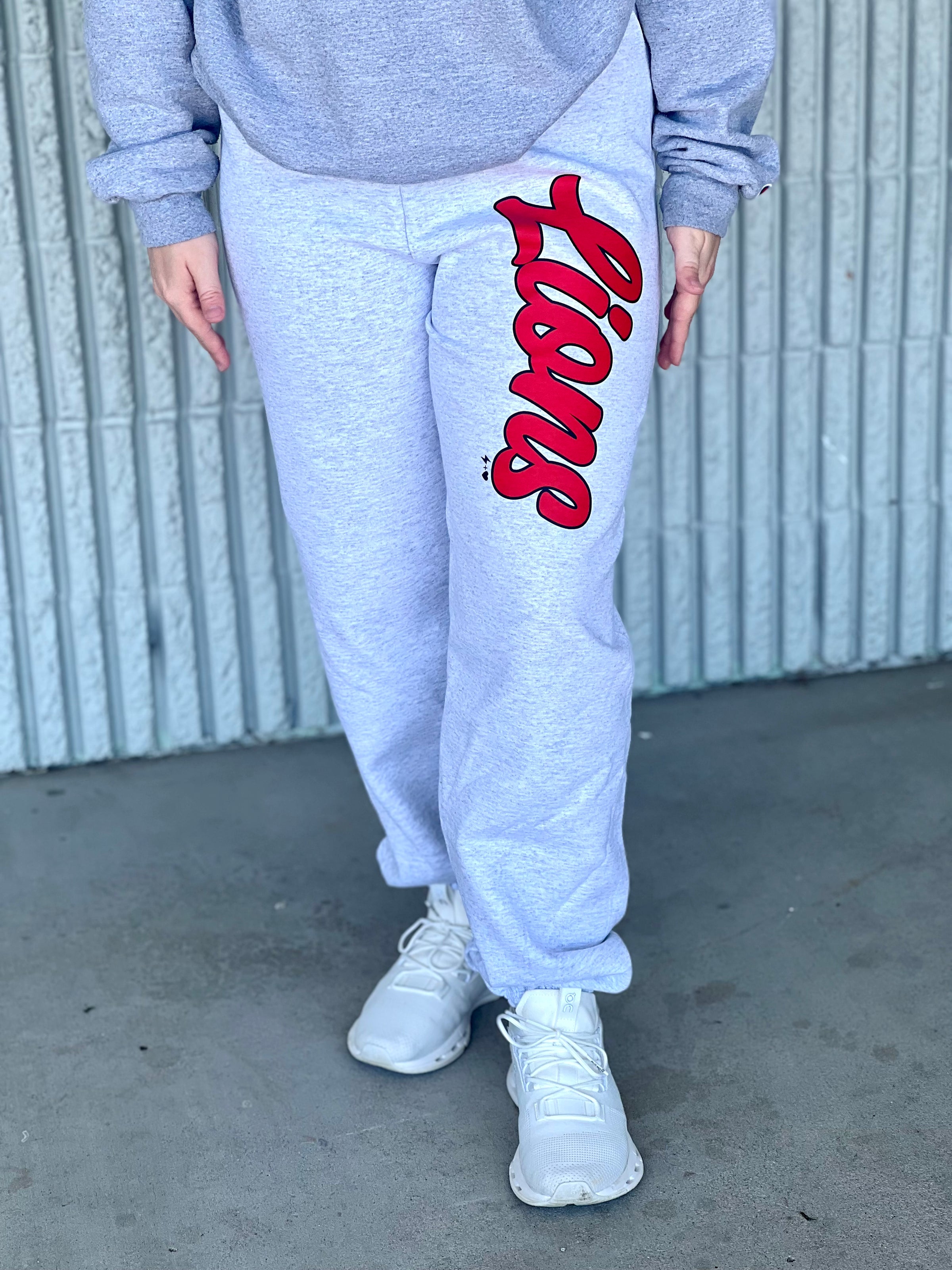 Lions Script Grey Sweatpants