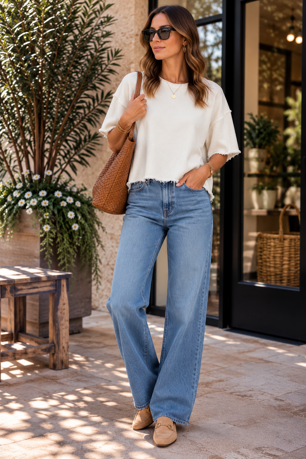 Cream Vintage-Inspired Cut Edge Knit Top
