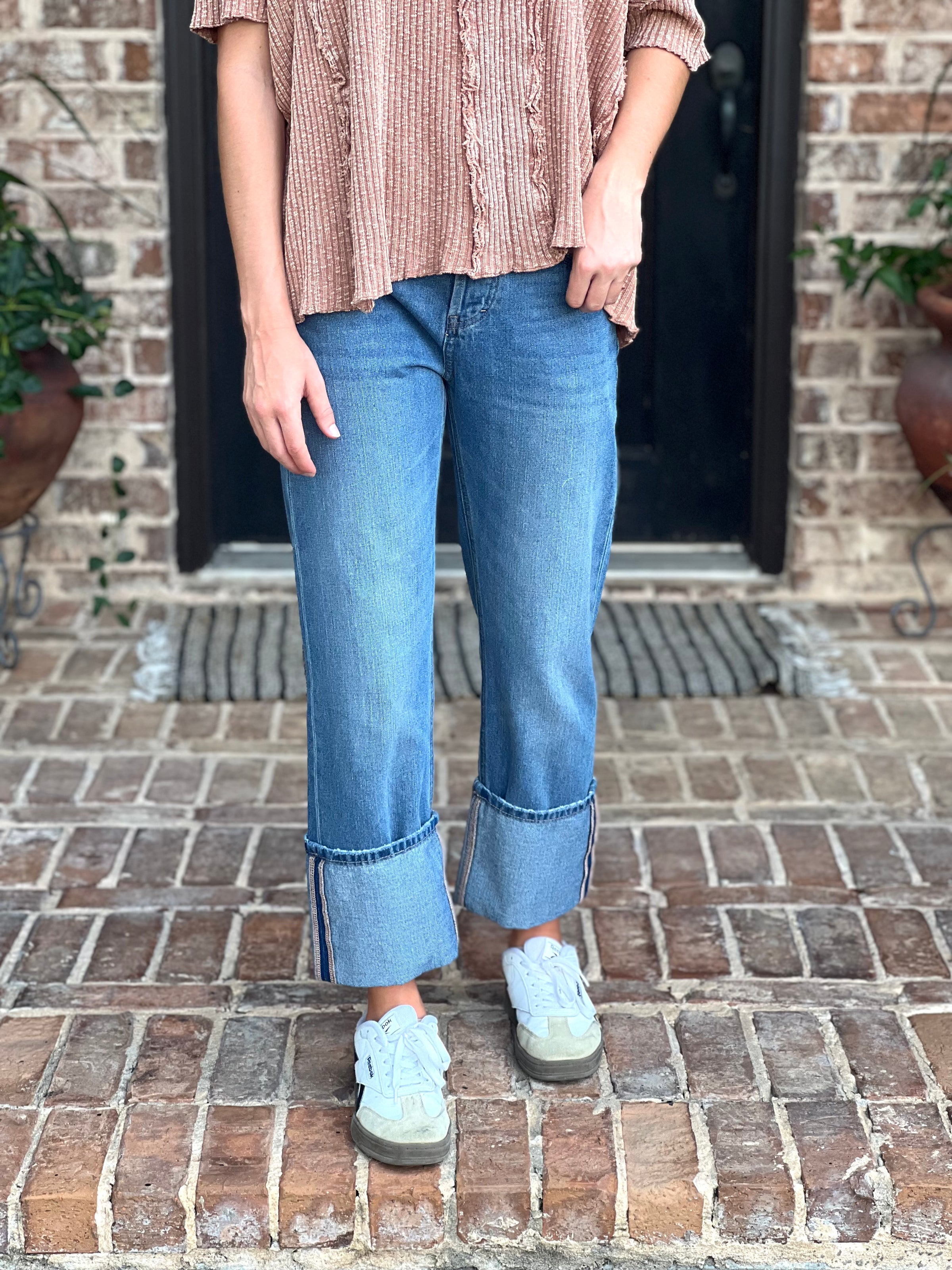 Sophie Mineral Washed Cuff Straight Pants