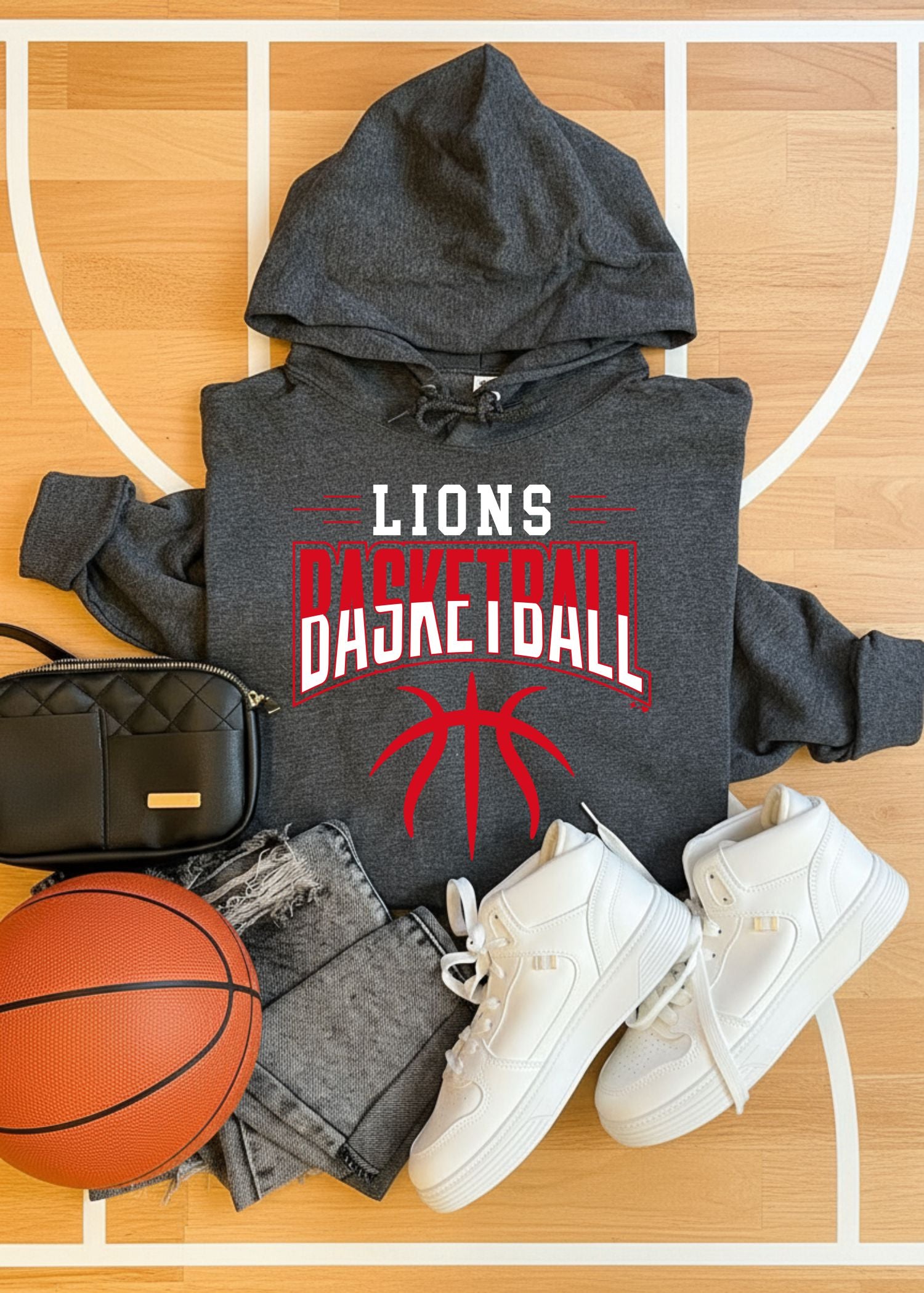 Lions Basketball Split Design Hoodie