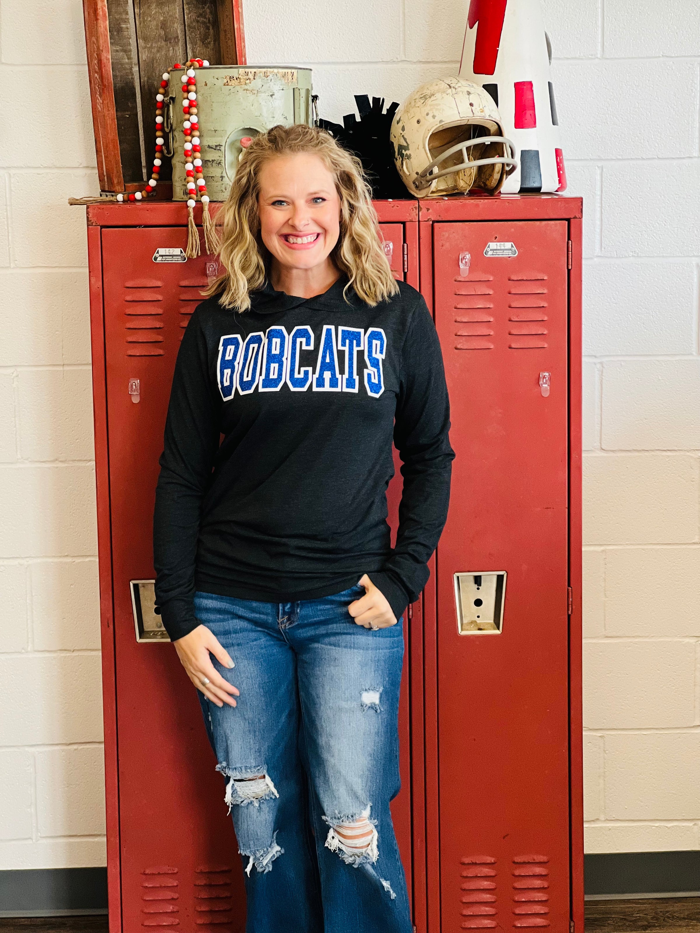 Heathered Glitter Bobcats Lightweight Hoodie