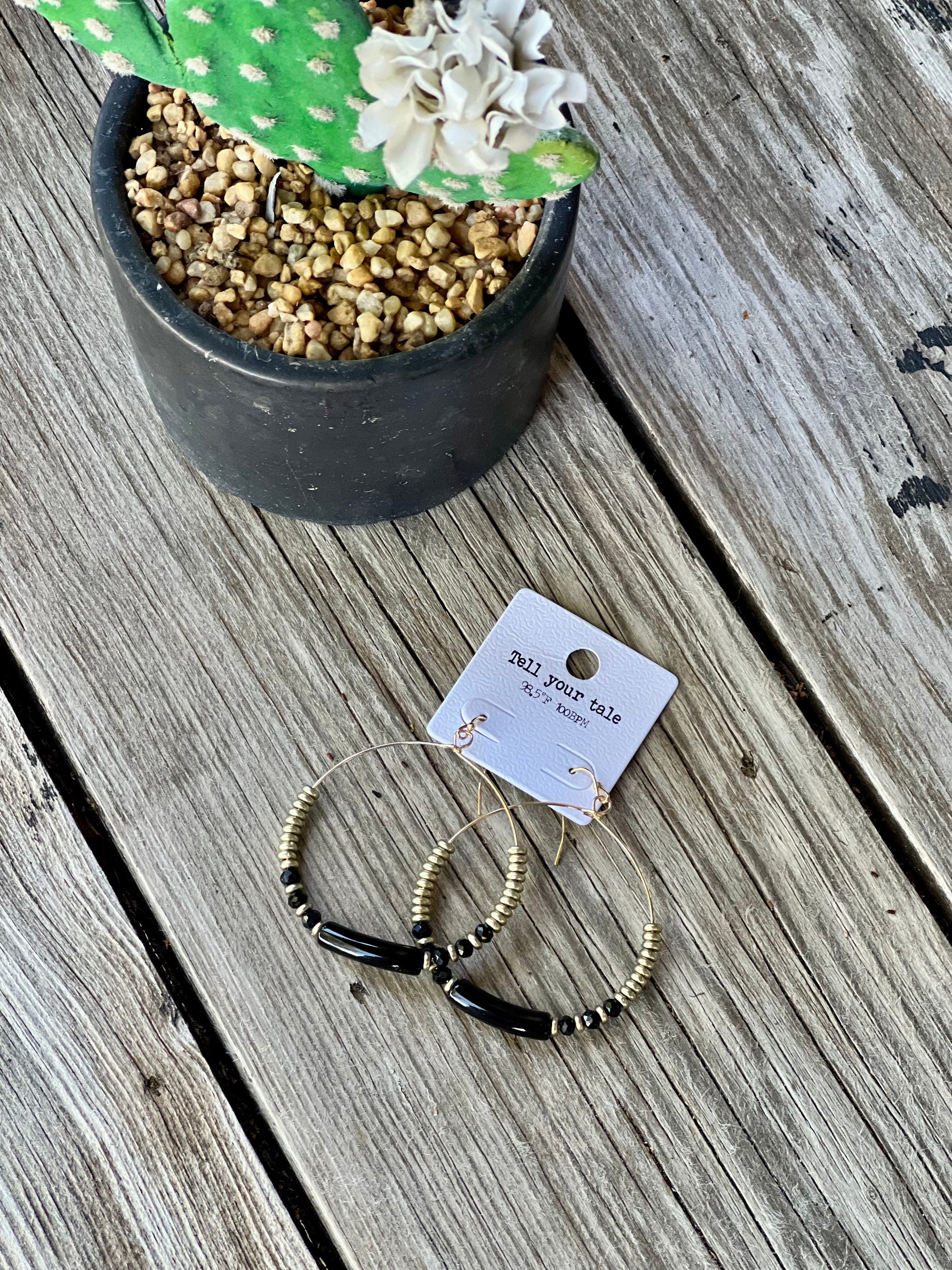 Mitzi Black & Gold Hoop Dangles