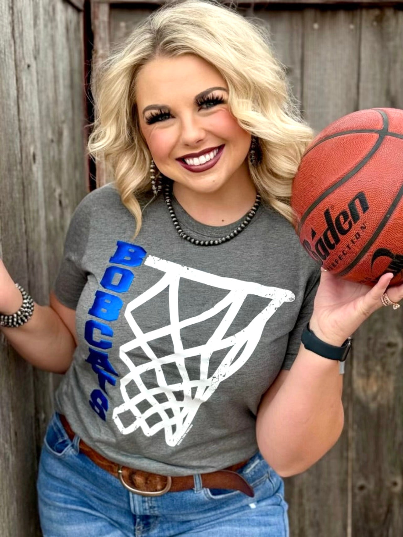Bobcats Royal Puff BBall Net Tee