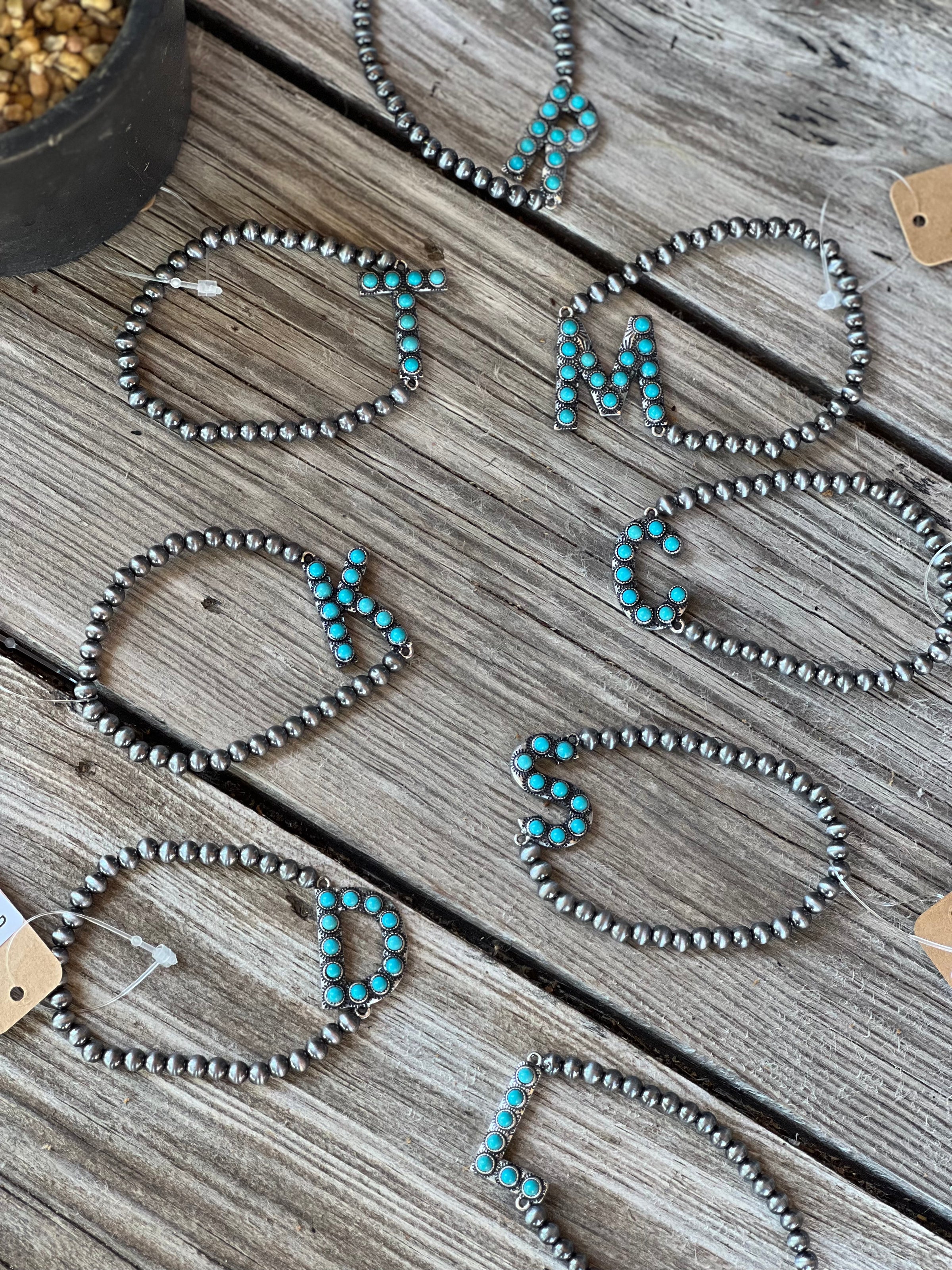 Turquoise Initial Bead Bracelet