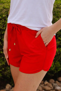 Red Drawstring Everyday Shorts