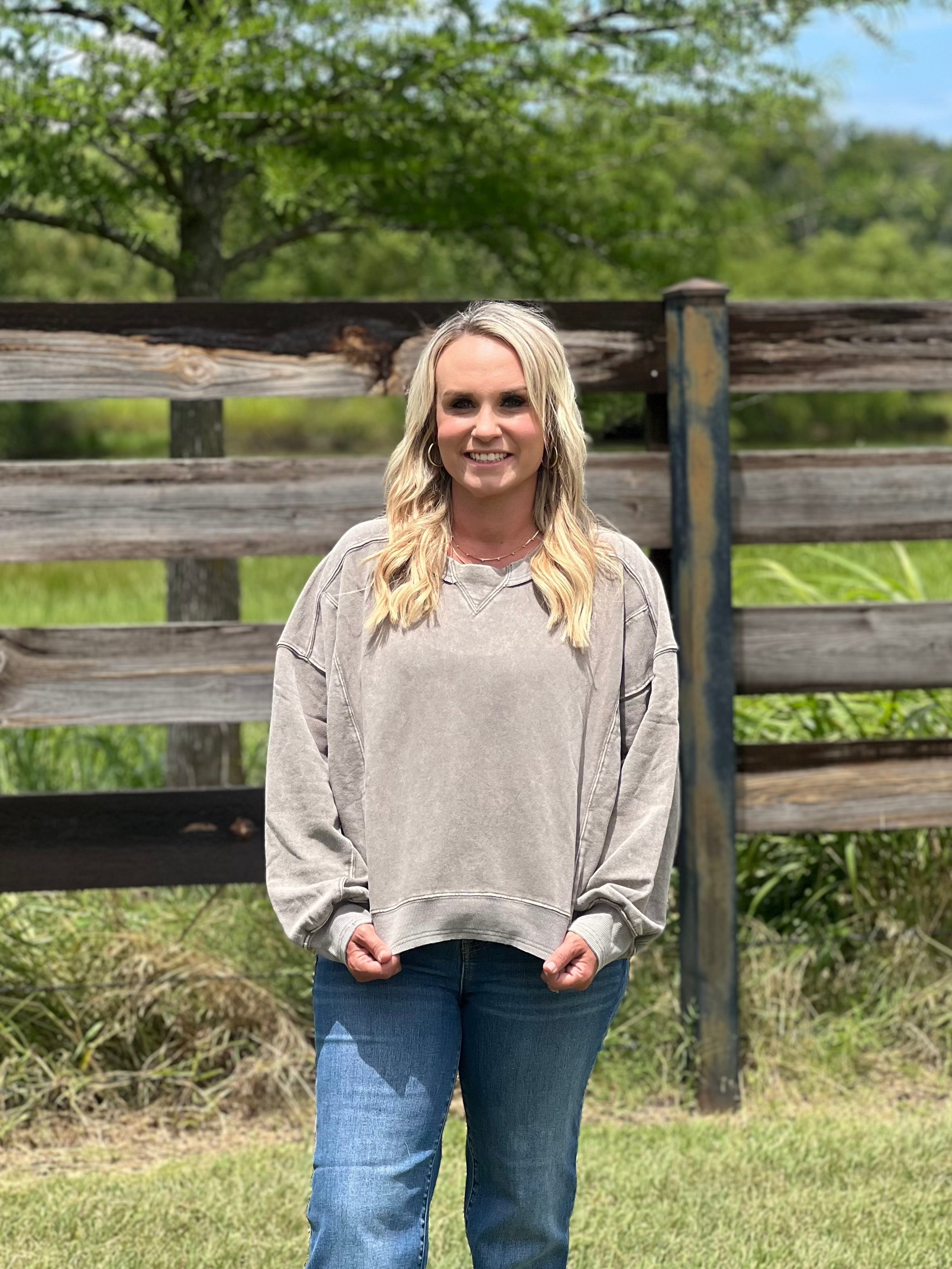 Ash Olive Mineral Wash Terry Pullover