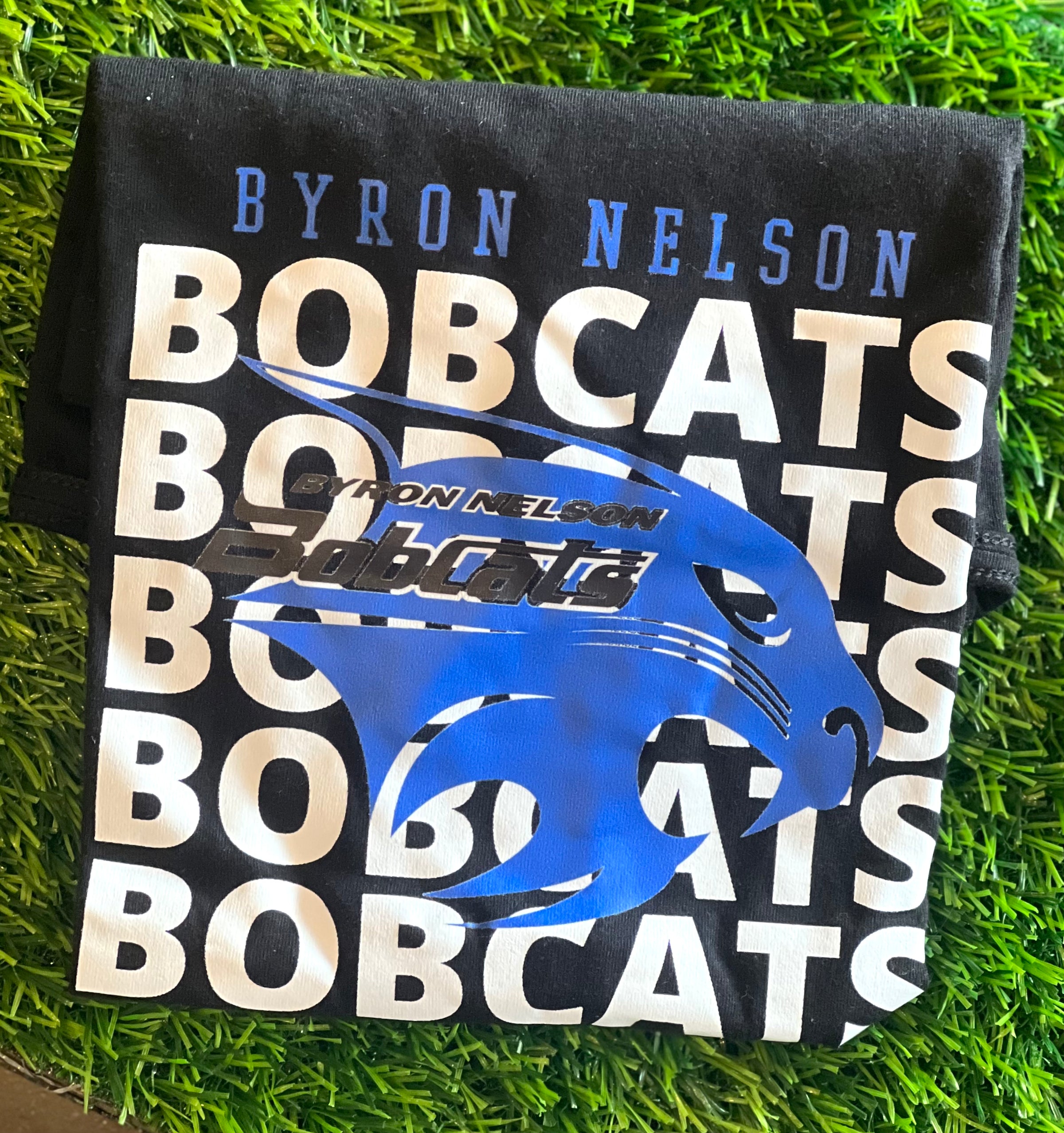 Byron Nelson Bobcats Stacked Black Tee