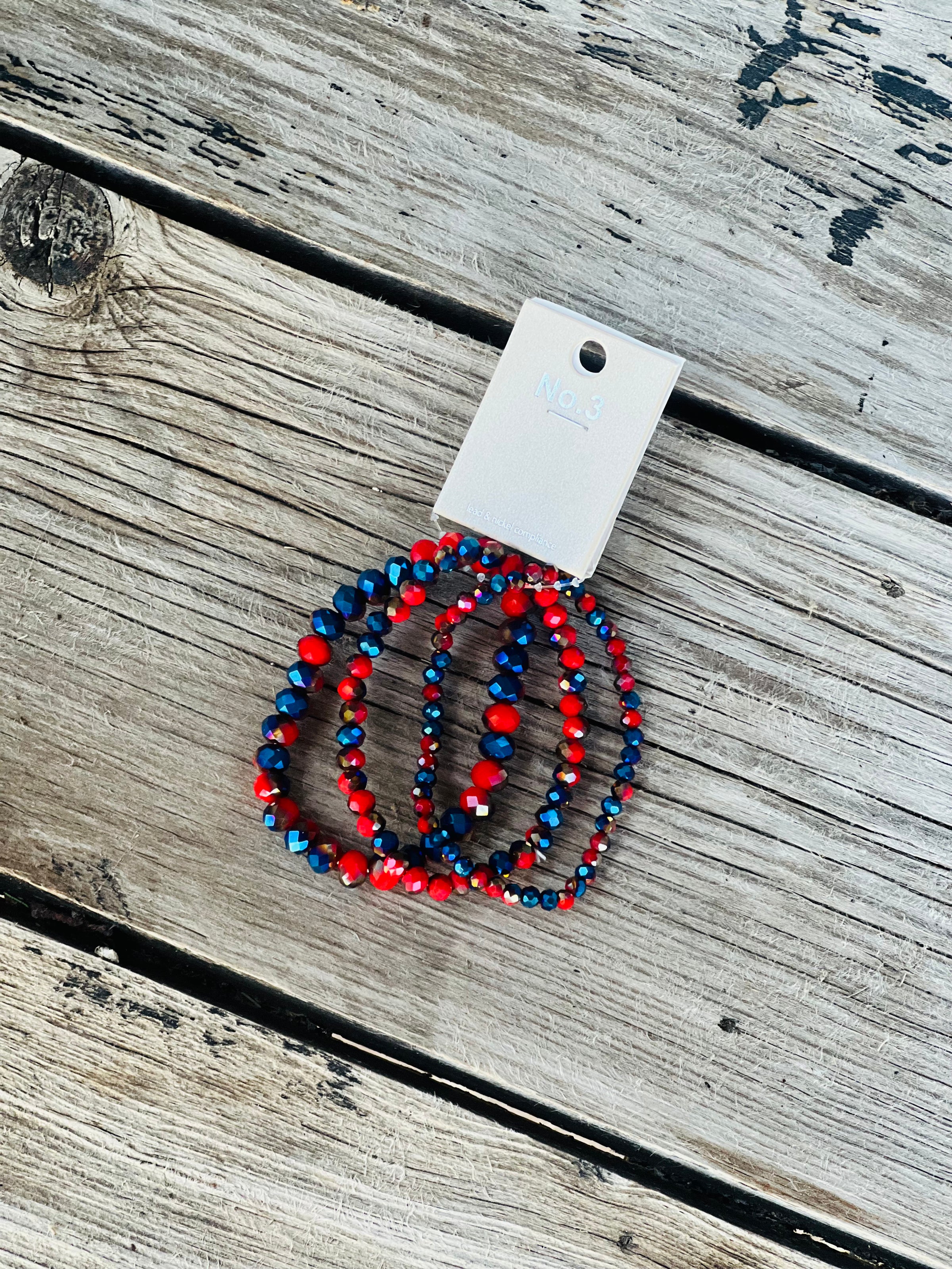 Red & Navy Mini Spirit Stack Bracelets