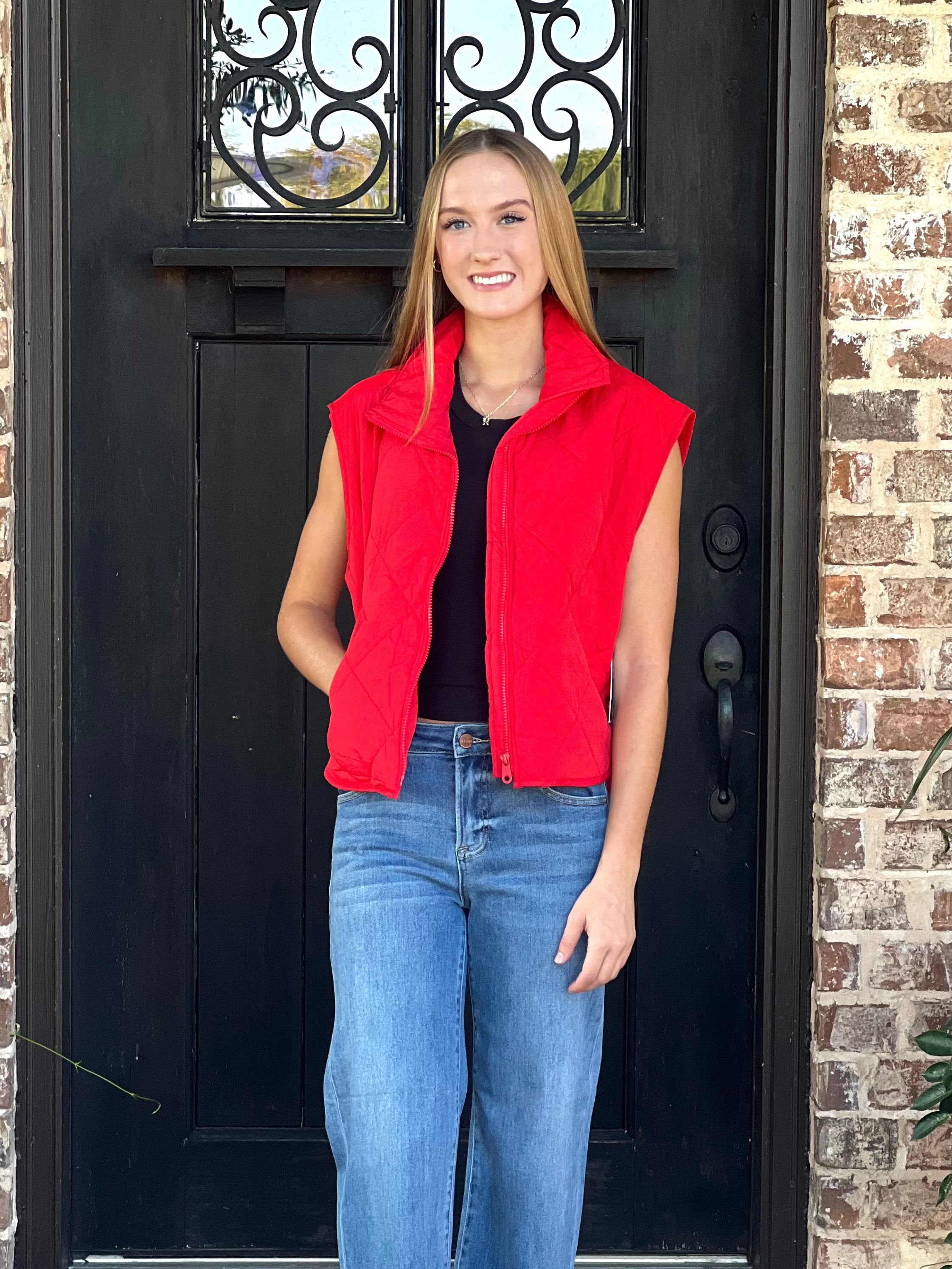 Miley Red Puffer Vest