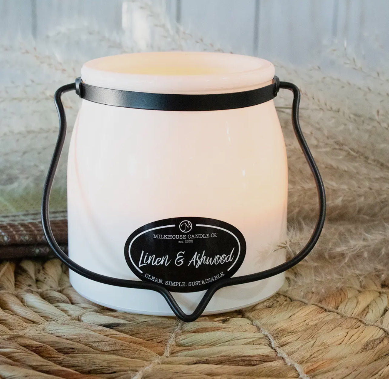 Milkhouse Candle Co. | Linen & Ashwood | 16oz Butter Jar