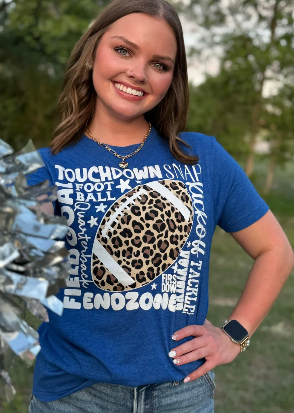 PREORDER | Blue Leopard Football w/Scattered Words Tee