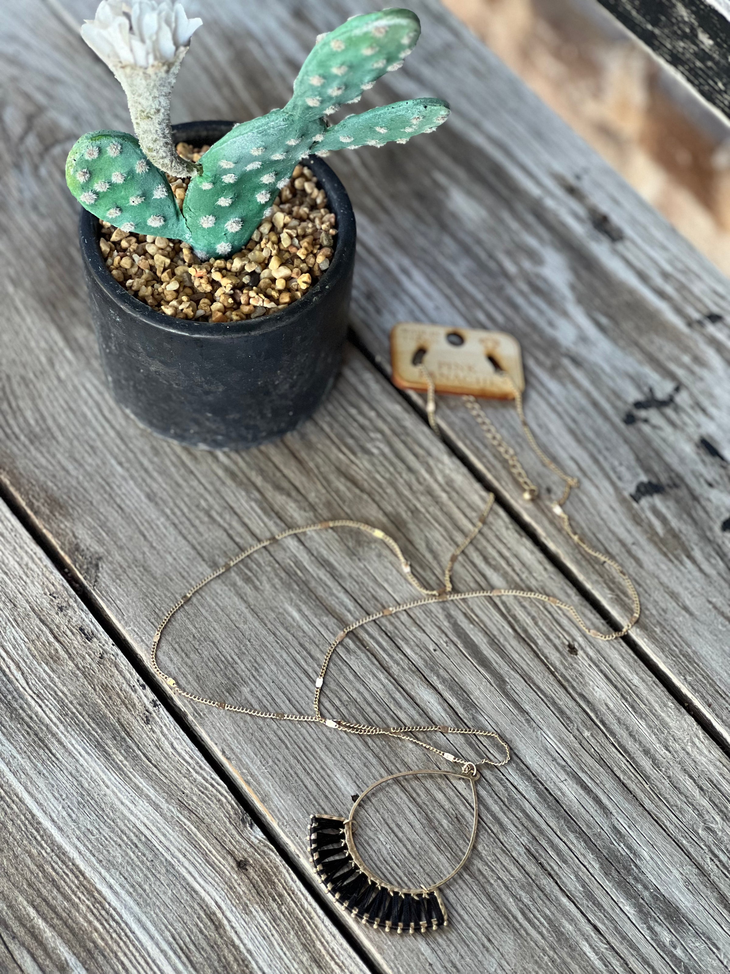 Woven Black Teardrop Necklace