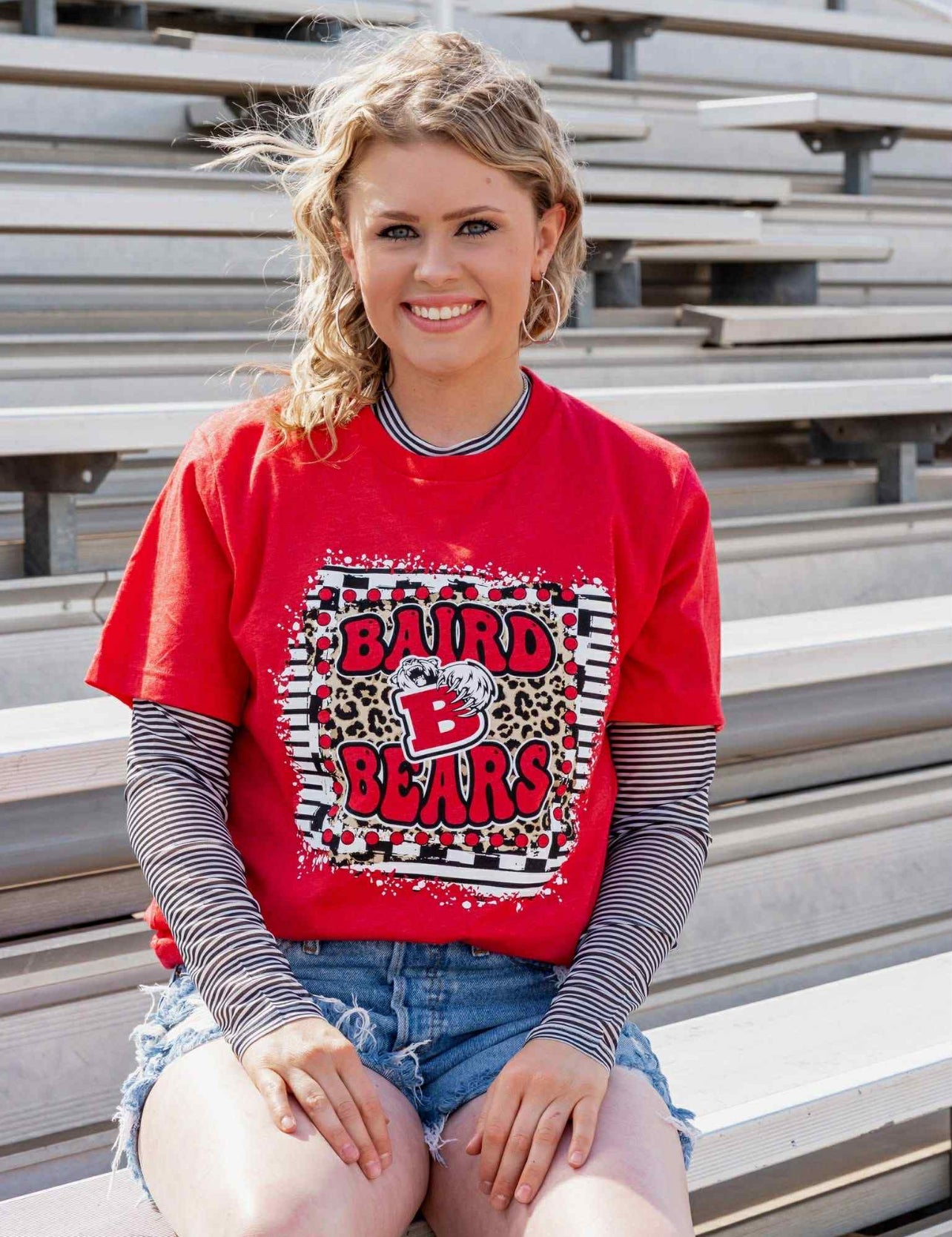Black Gameday Striped Mesh Top